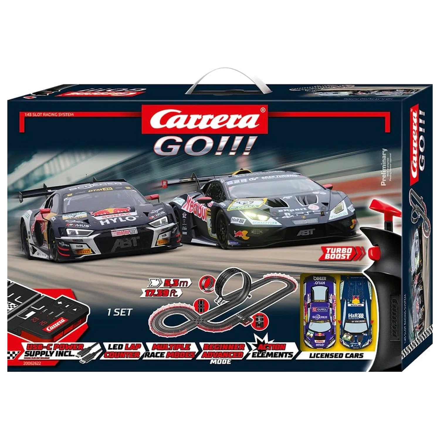 Carrera GO!!! Slotcar Rennstrecken Set GT Pro Racers Produktfoto