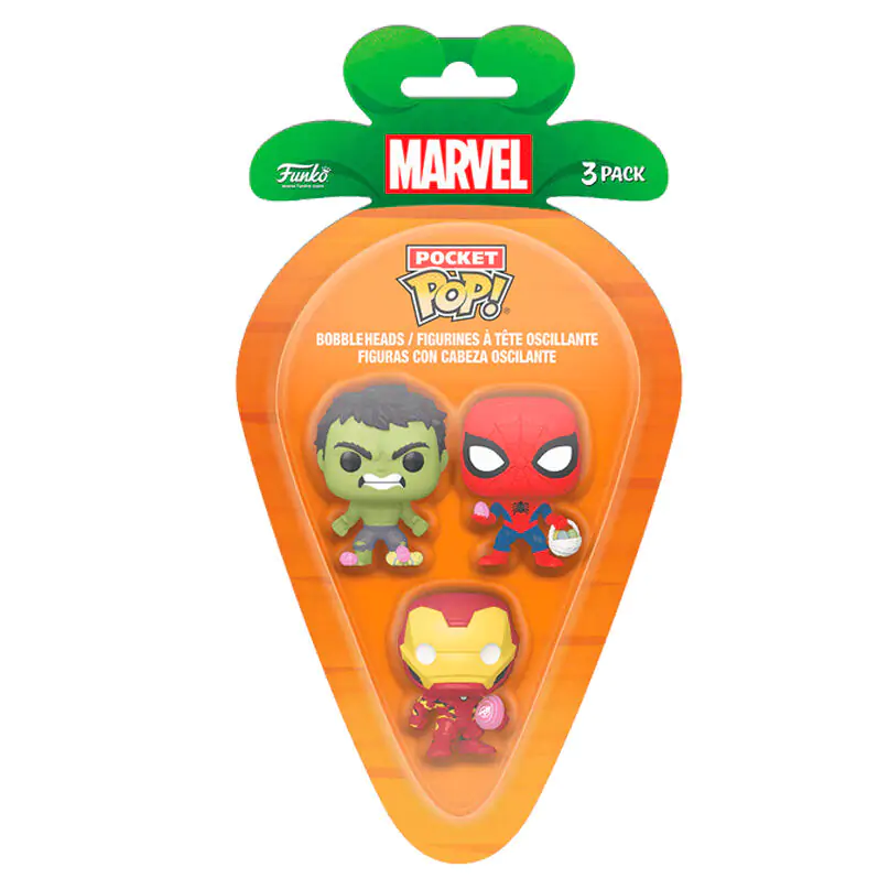 Carrot Pocket POP 3-er Pack Figuren Marvel Spiderman Hulk Iron Man termékfotó