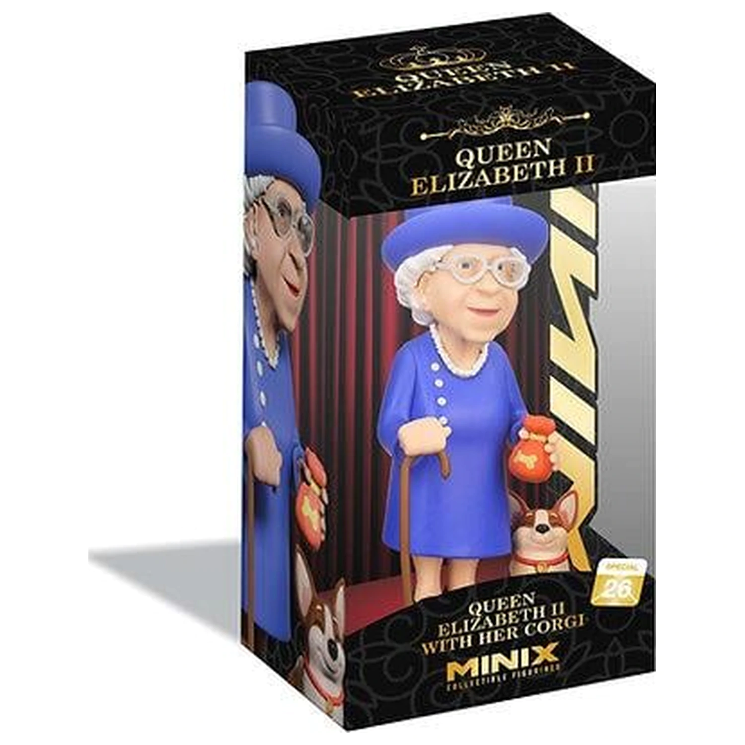 Celebrity Queen Elizabeth II with her Corgi Figur Minix 12cm Produktfoto