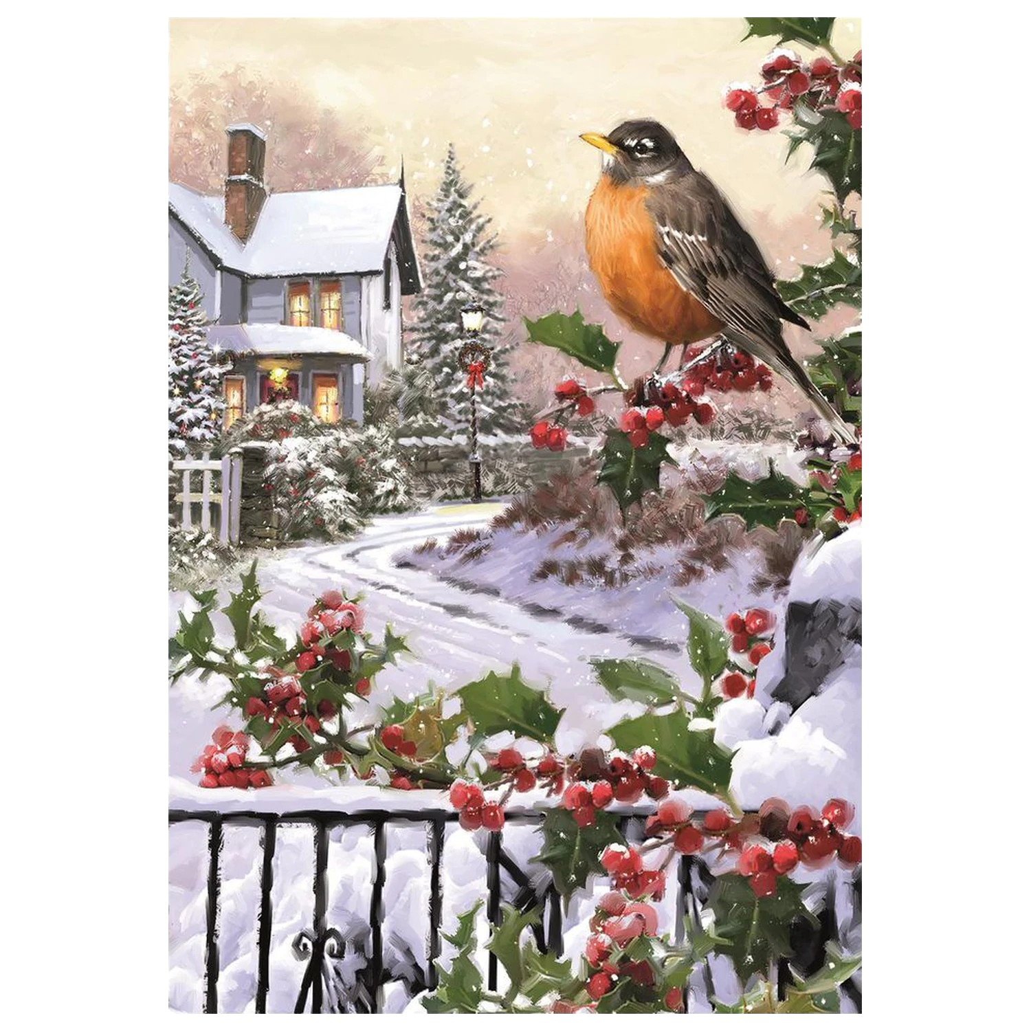 Christmas Collection Robin And Holly Bushes Puzzle 1000 Teile Produktfoto