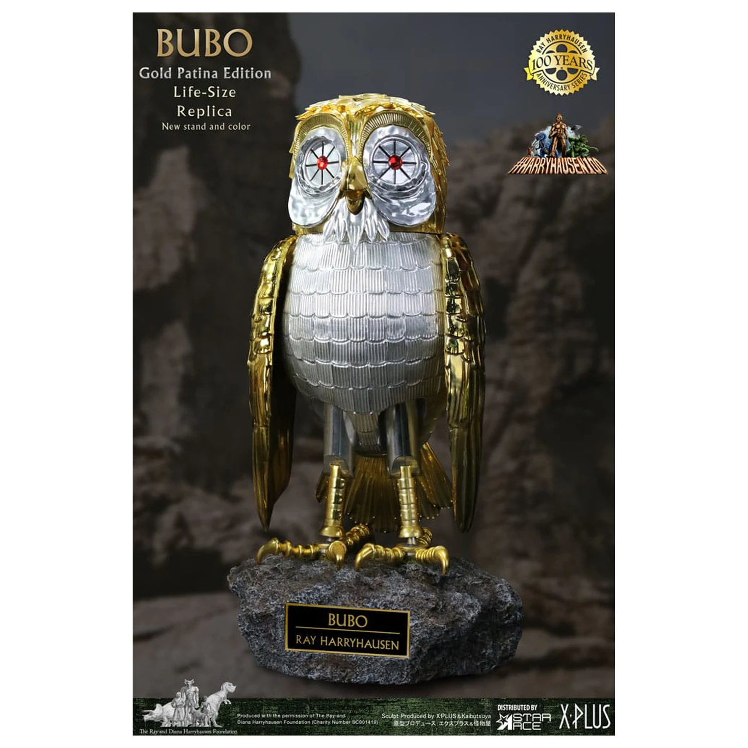 Clash of the Titans Statue Ray Harryhausens Bubo Gold Patina Edition Deluxe Version 34 cm Produktfoto