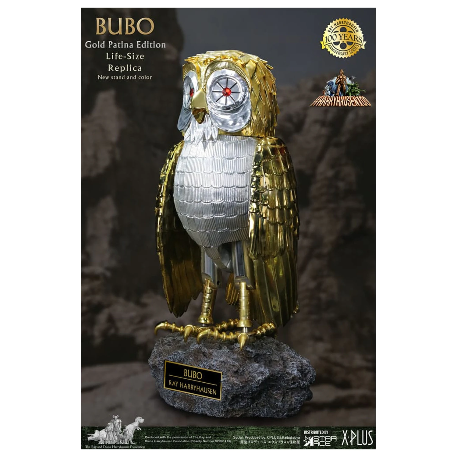 Clash of the Titans Statue Ray Harryhausens Bubo Gold Patina Edition Deluxe Version 34 cm Produktfoto