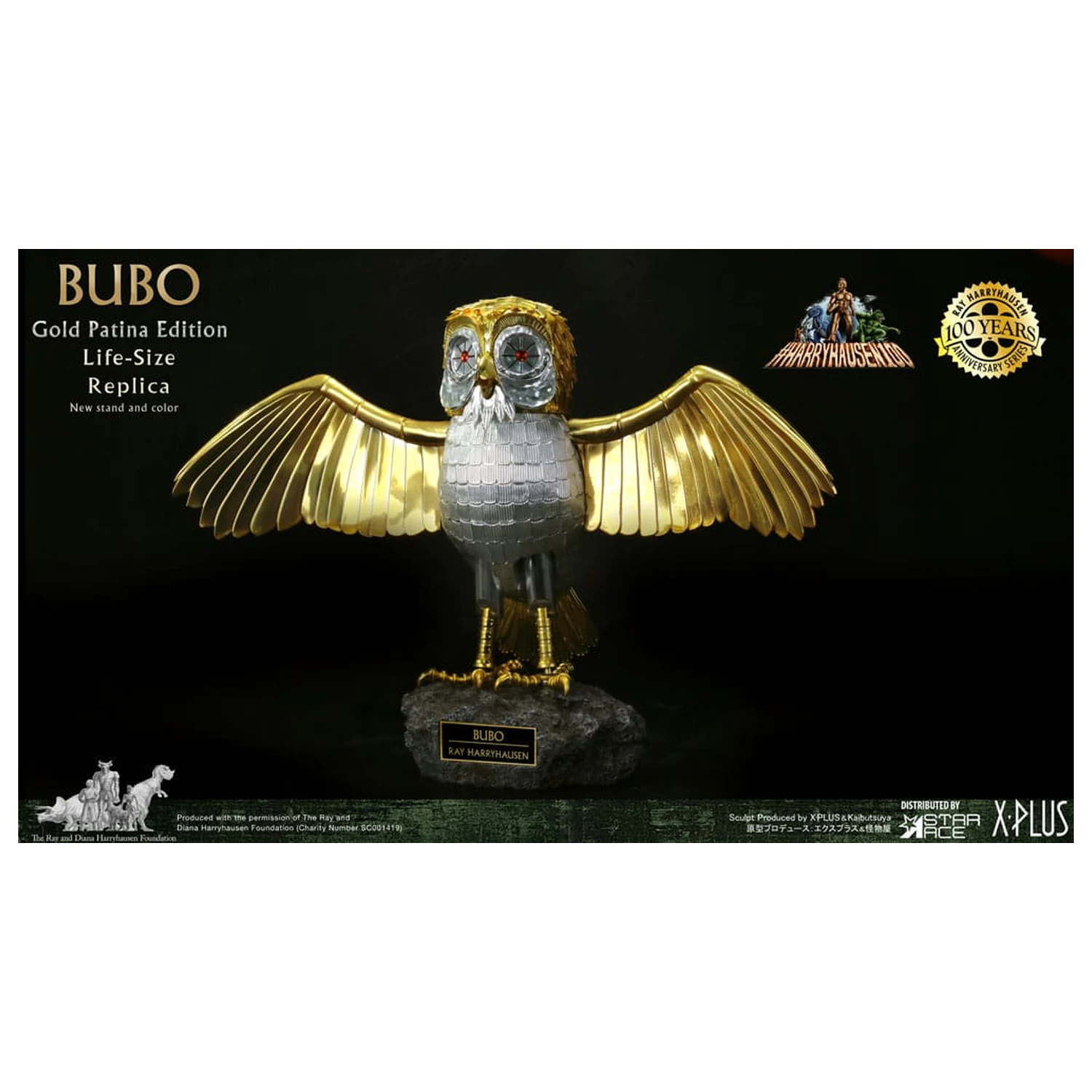 Clash of the Titans Statue Ray Harryhausen's Bubo Gold Patina Edition Normal Version 34 cm Produktfoto