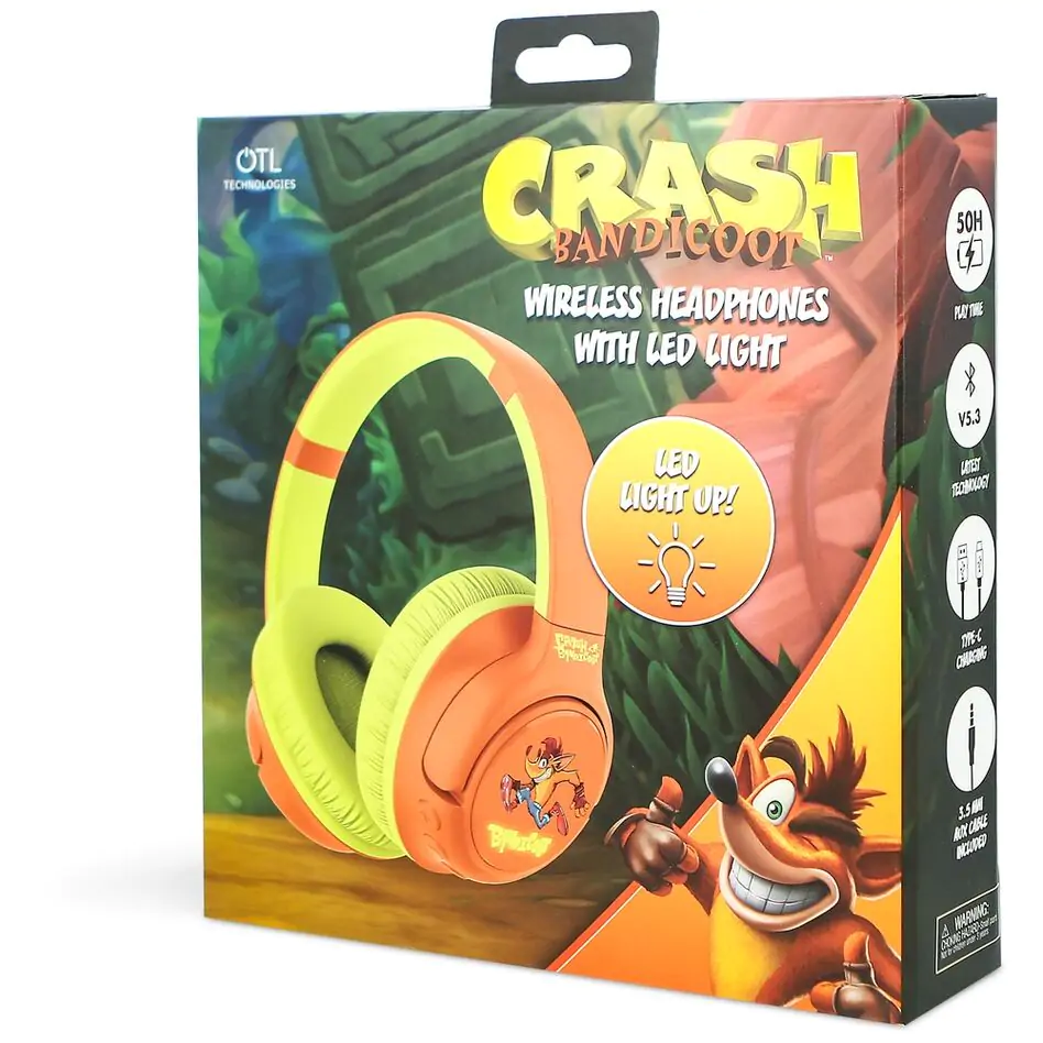 Crash Bandicoot kabellos LED Kopfhörer Produktfoto