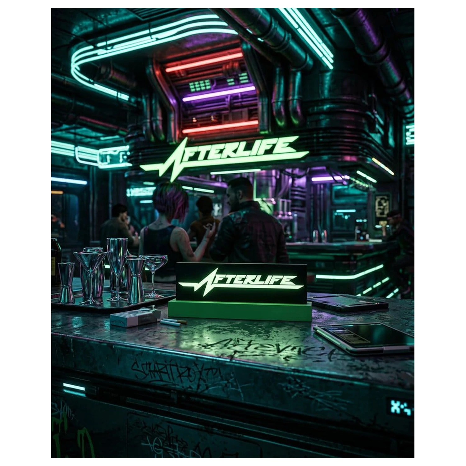 Cyberpunk 2077 Logo Light Afterlife Produktfoto