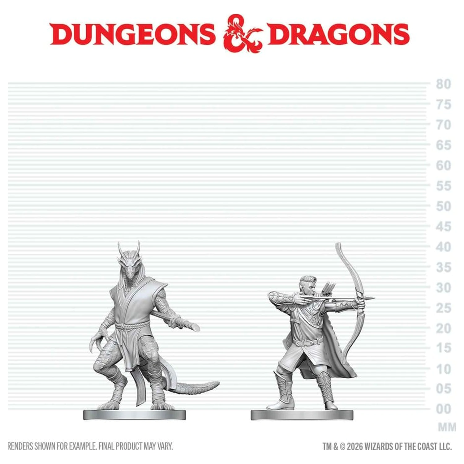 D&D Nolzur's Marvelous Miniatures Miniaturen Figuren Elf Ranger & Dragonborn Monk Produktfoto