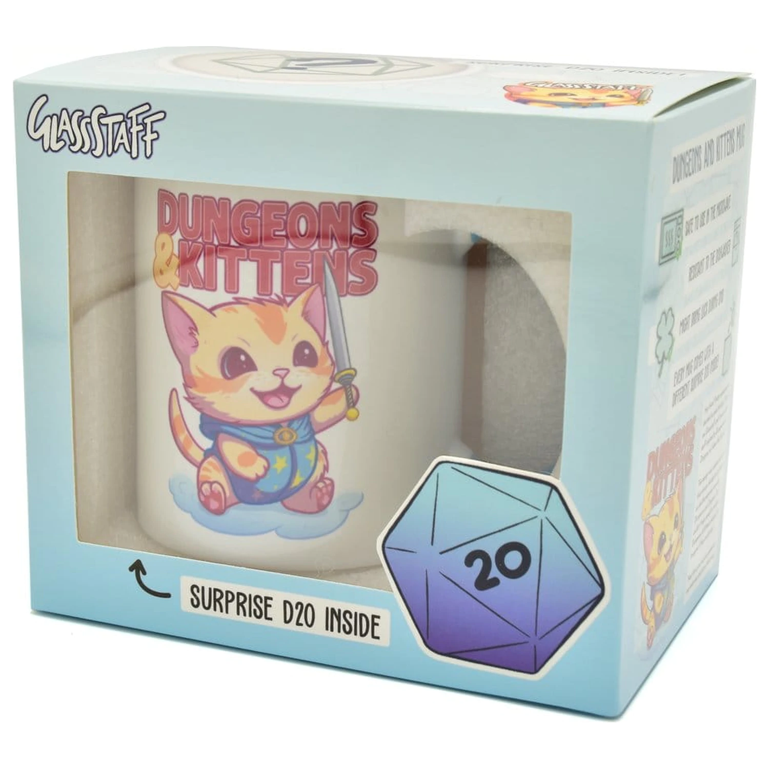 Dungeons & Kittens Geschenkset Tasse & Würfel D20 Produktfoto