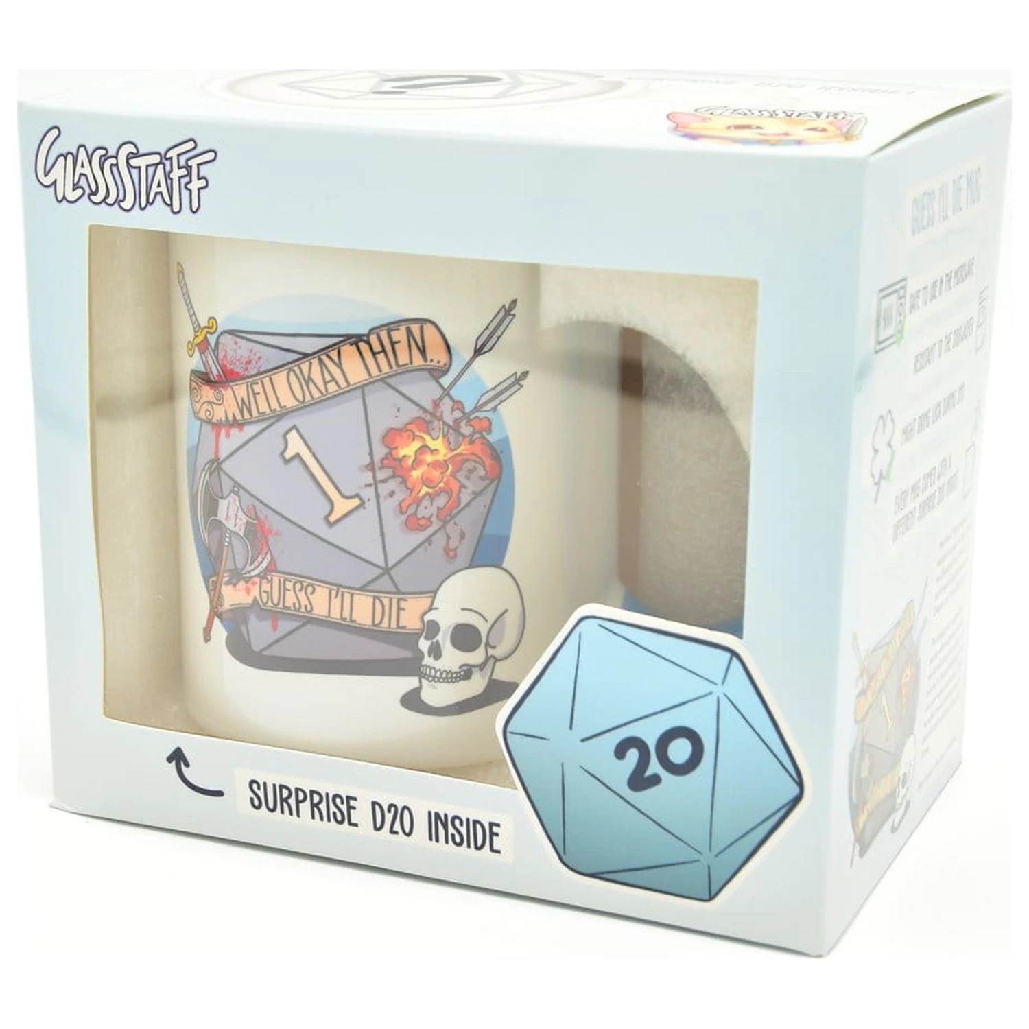 Guess I'll Die Geschenkset Tasse & Würfel D20 Produktfoto