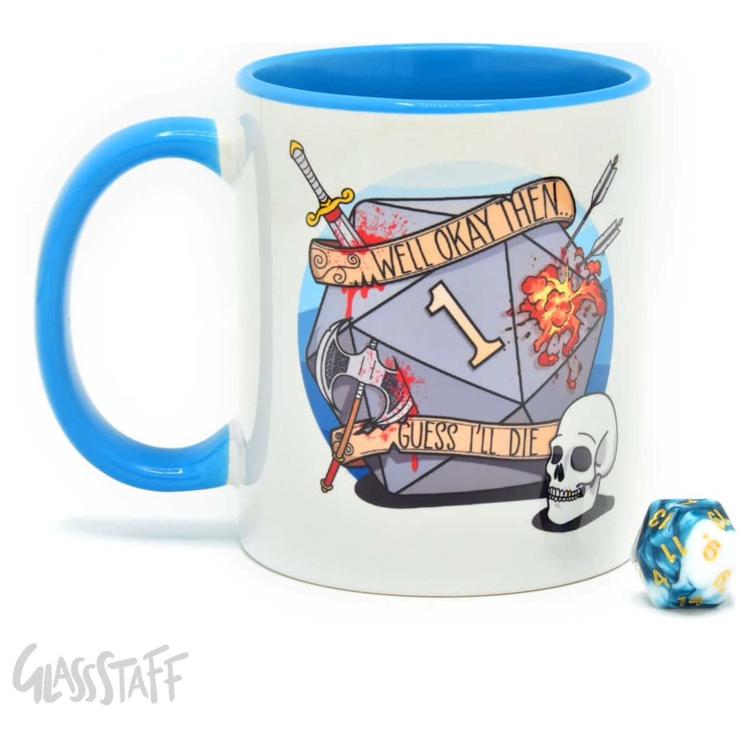 Guess I'll Die Geschenkset Tasse & Würfel D20 Produktfoto