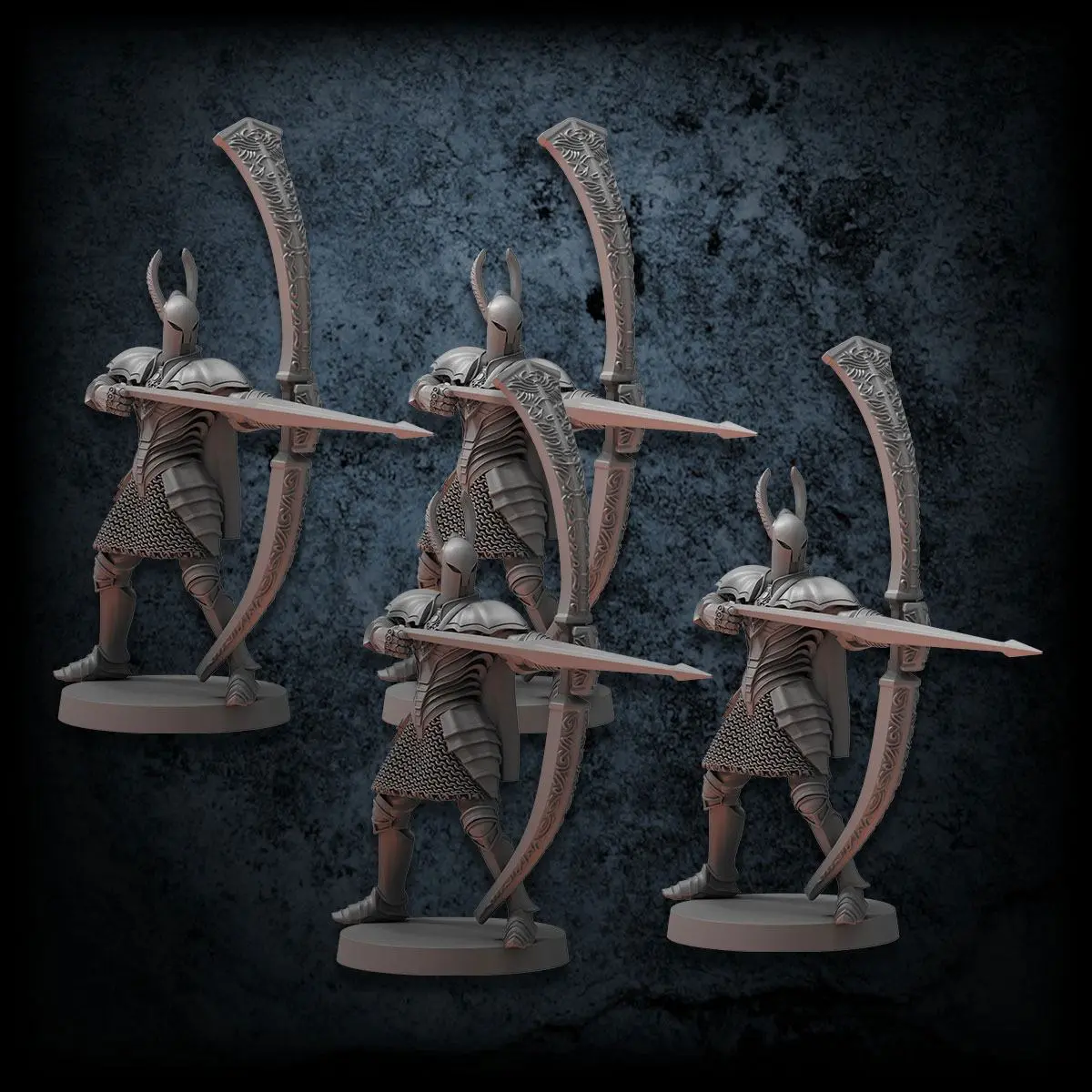 Dark Souls Brettspiel Miniatures Silver Knight Greatbowmen Produktfoto