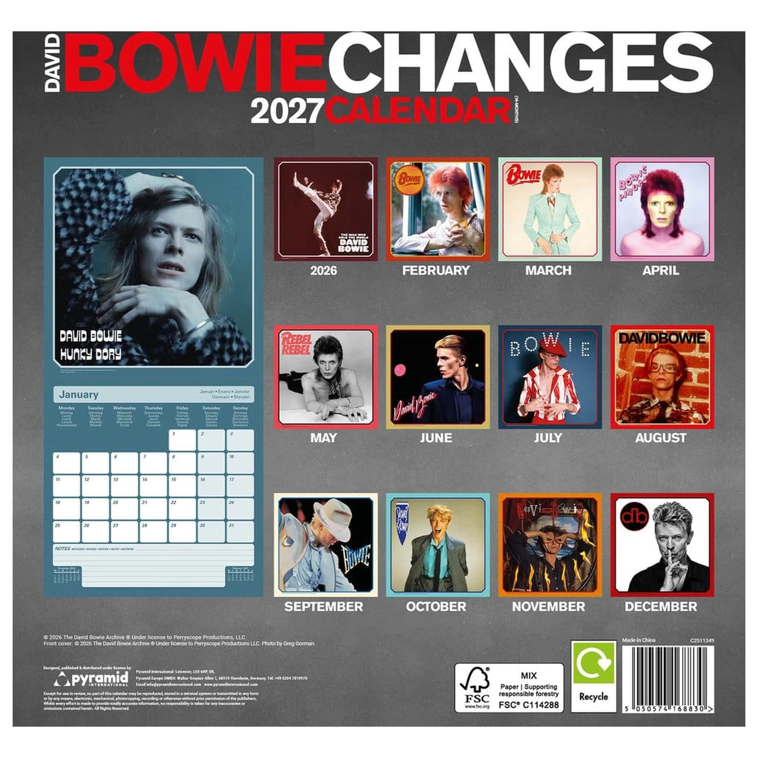 David Bowie Kalender Changes 2027 30 x 30 cm Produktfoto