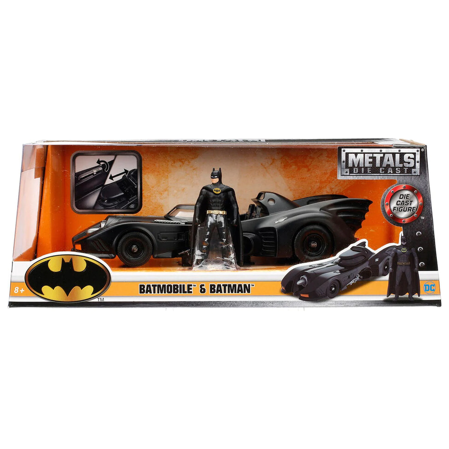 DC Comics Batmovil Metallauto + Batman Figur Set Produktfoto