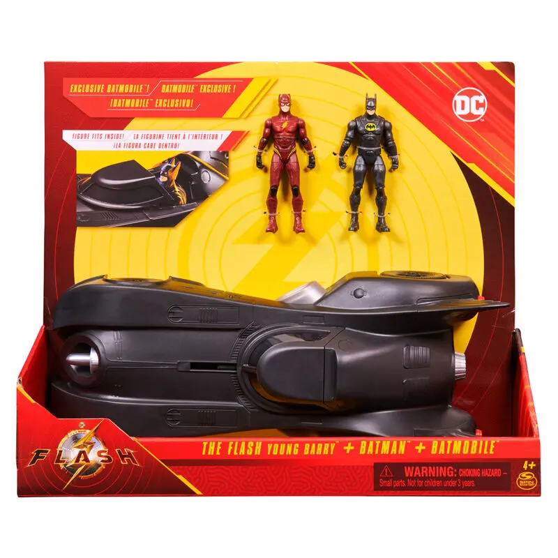 DC Comics Batmobile Fahrzeug + Flash and Batman Figurn 10cm Produktfoto