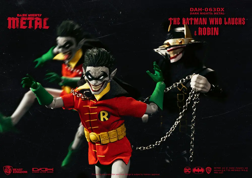 DC Comics Dark Nights Metal Dynamic 8ction Heroes Actionfigur 1/9 The Batman Who Laughs and his Rabid Robins DX 20 cm Produktfoto