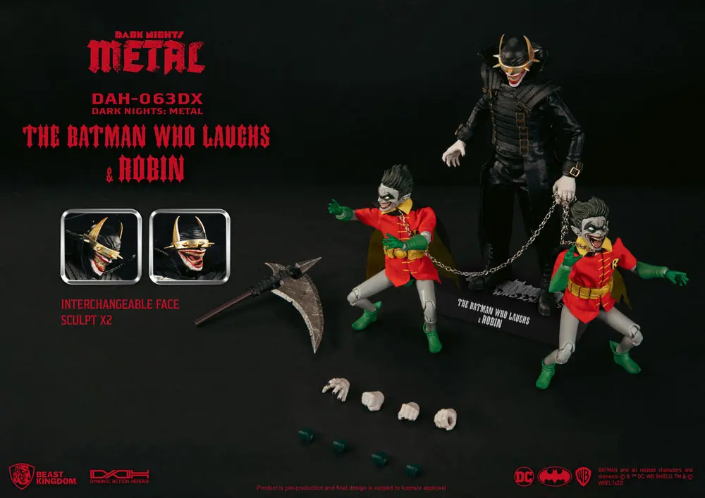 DC Comics Dark Nights Metal Dynamic 8ction Heroes Actionfigur 1/9 The Batman Who Laughs and his Rabid Robins DX 20 cm Produktfoto