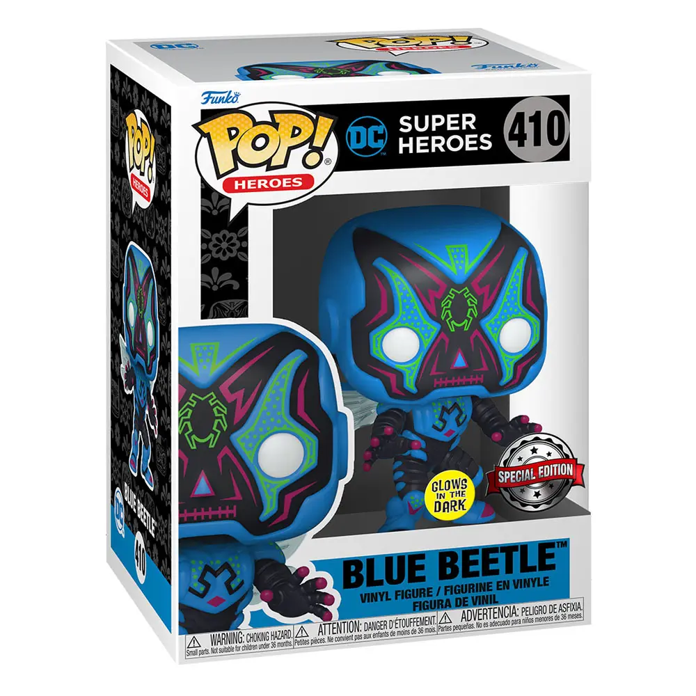 DC Comics POP! Vinyl Figur Dia De Los DC Blue Beetle (GW) 9 cm Produktfoto