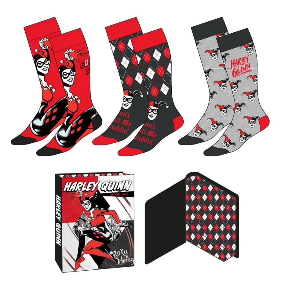 DC Comics Harley Quinn 3er Pack erwachsen Socken Produktfoto