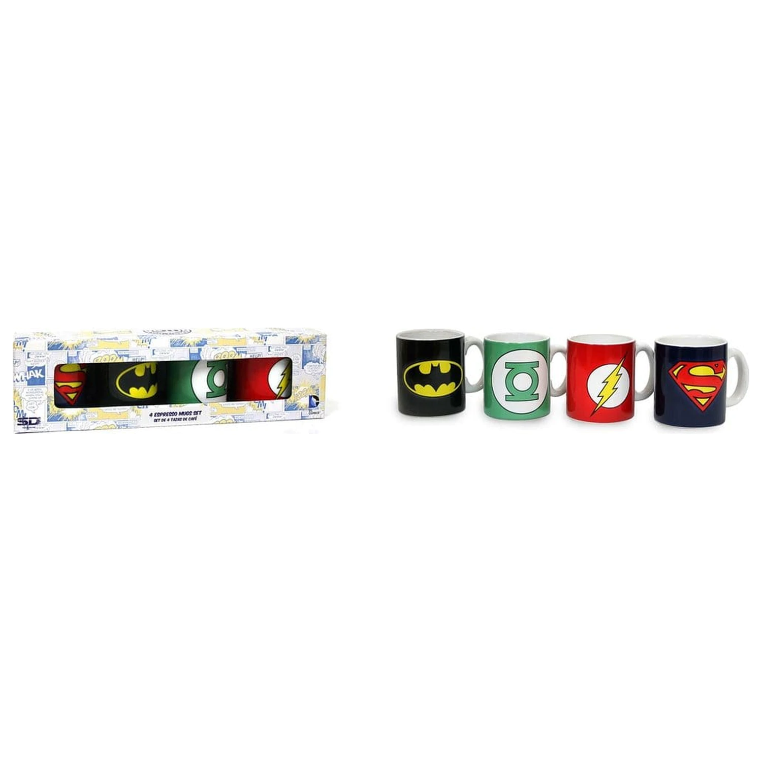 DC Comics Keramik Mini Kaffeebecher Logos 8 cm Set Produktfoto