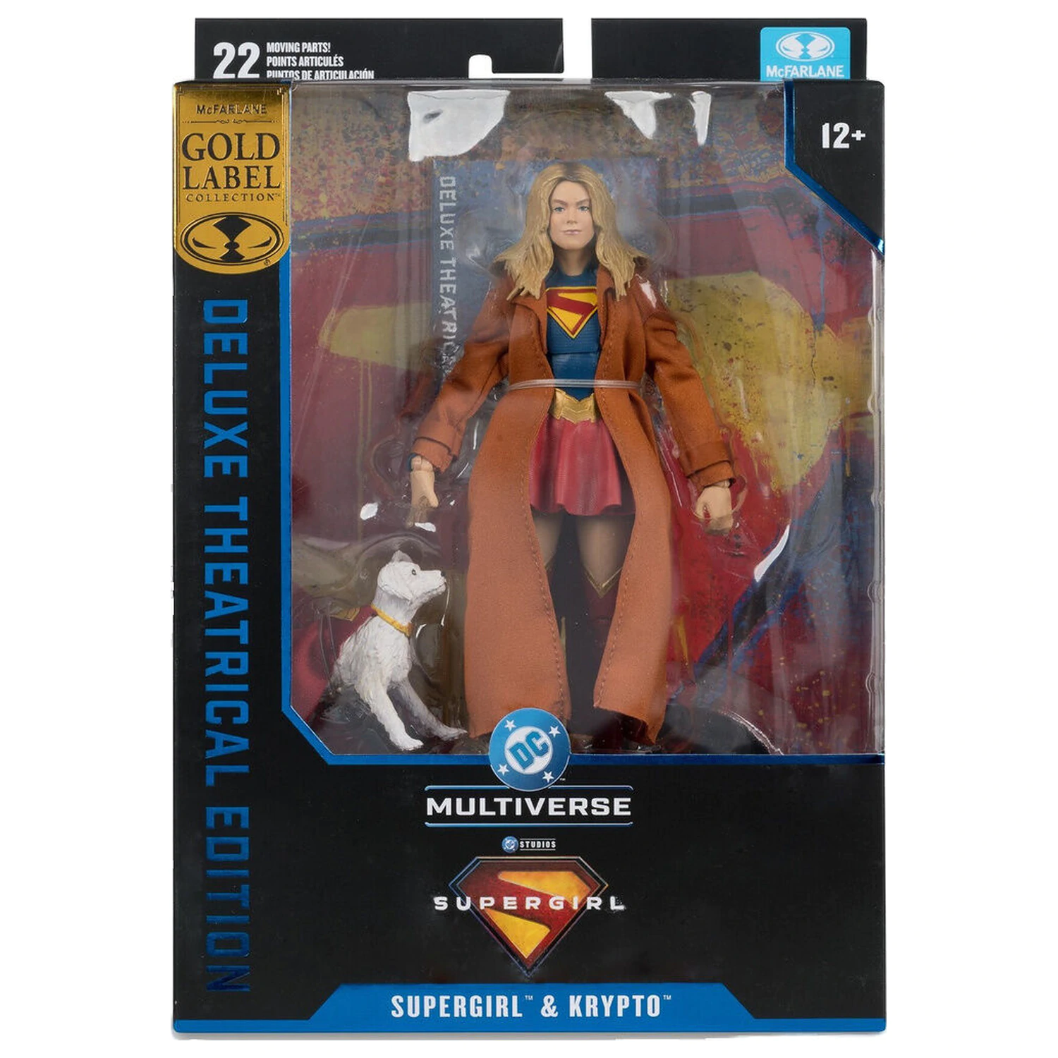 DC Comics Supergirl Deluxe Theatrical Edition Gold Label Collection Supergirl & Puppy Kripto Figur 18cm Produktfoto
