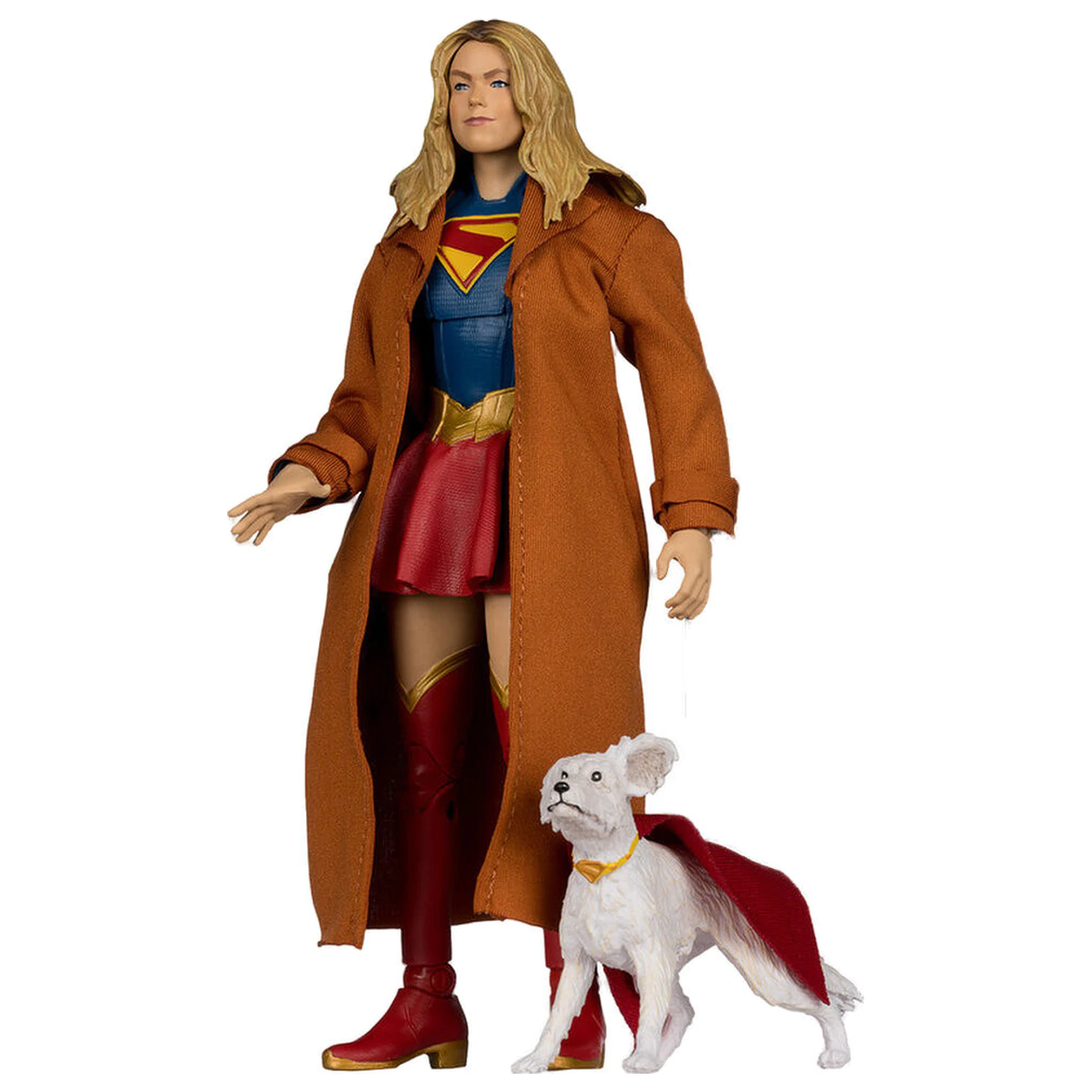 DC Comics Supergirl Deluxe Theatrical Edition Gold Label Collection Supergirl & Puppy Kripto Figur 18cm Produktfoto