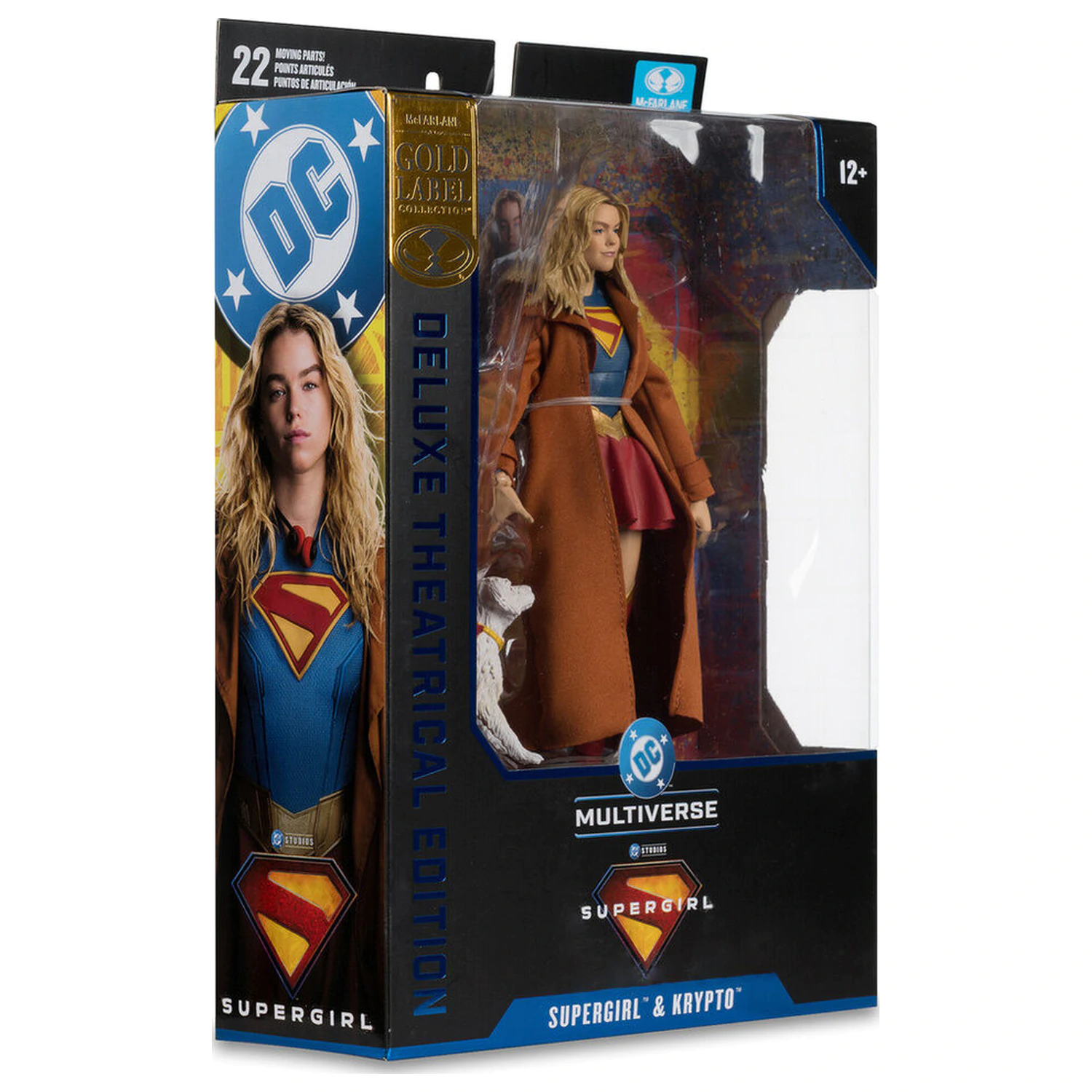 DC Comics Supergirl Deluxe Theatrical Edition Gold Label Collection Supergirl & Puppy Kripto Figur 18cm Produktfoto