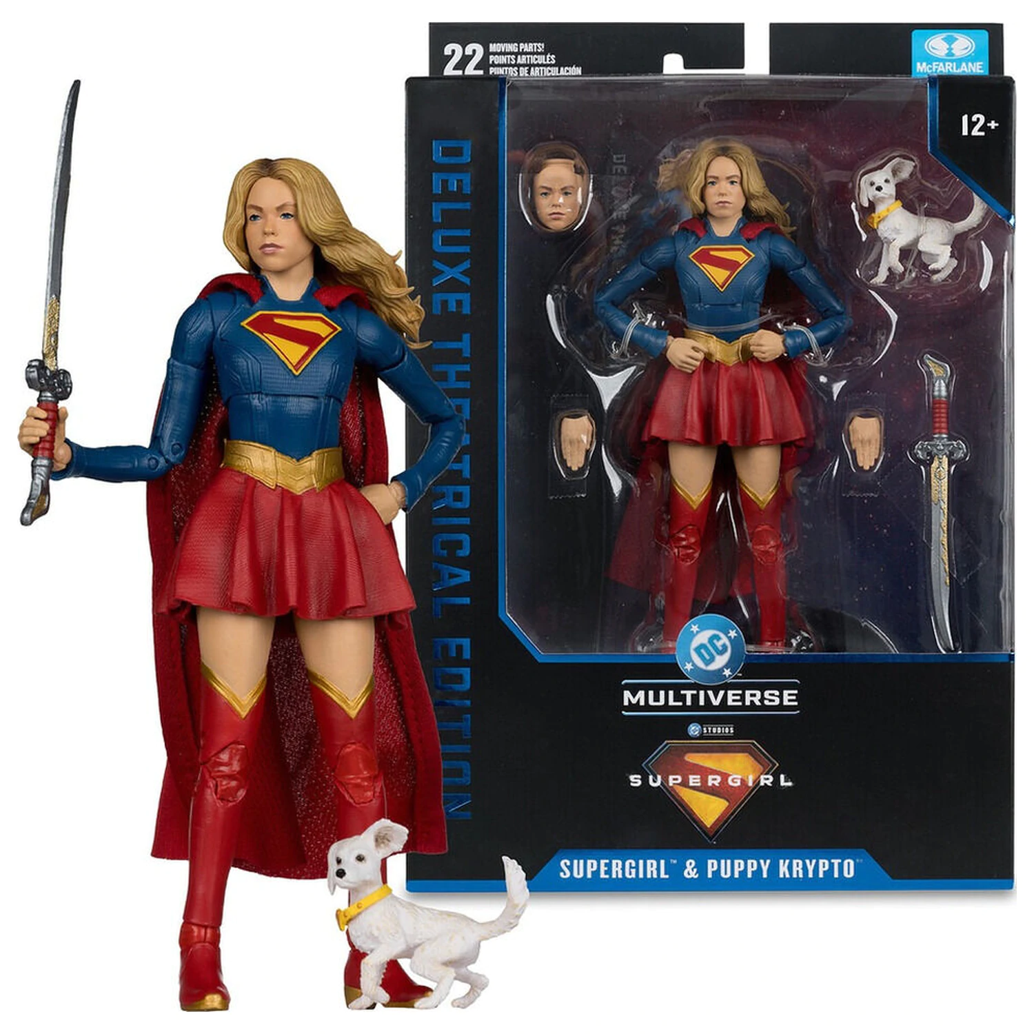 DC Comics Supergirl Deluxe Theatrical Edition Supergirl & Puppy Kripto Figur 18cm Produktfoto