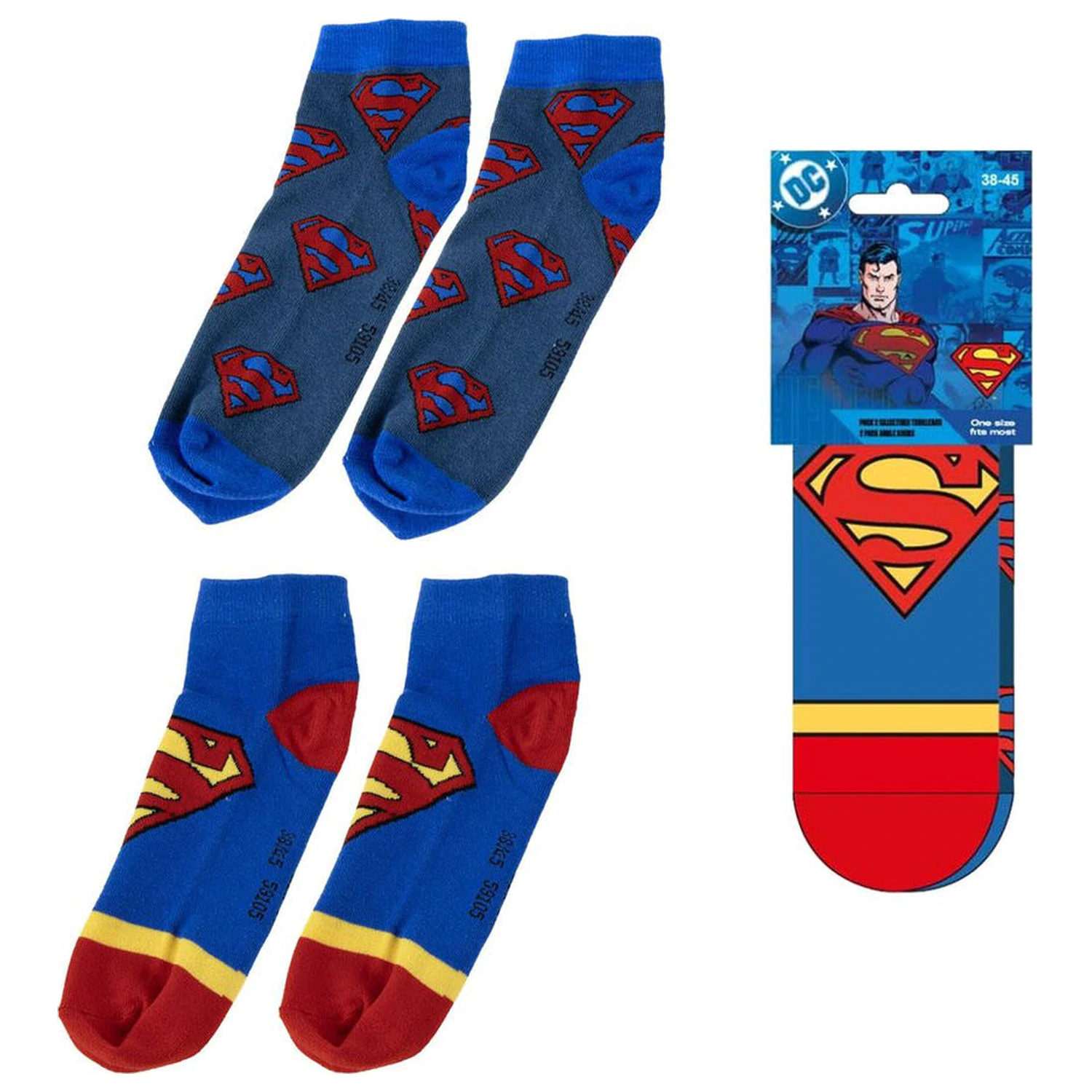 DC Comics Superman erwachsene Packung 2 Socken Produktfoto