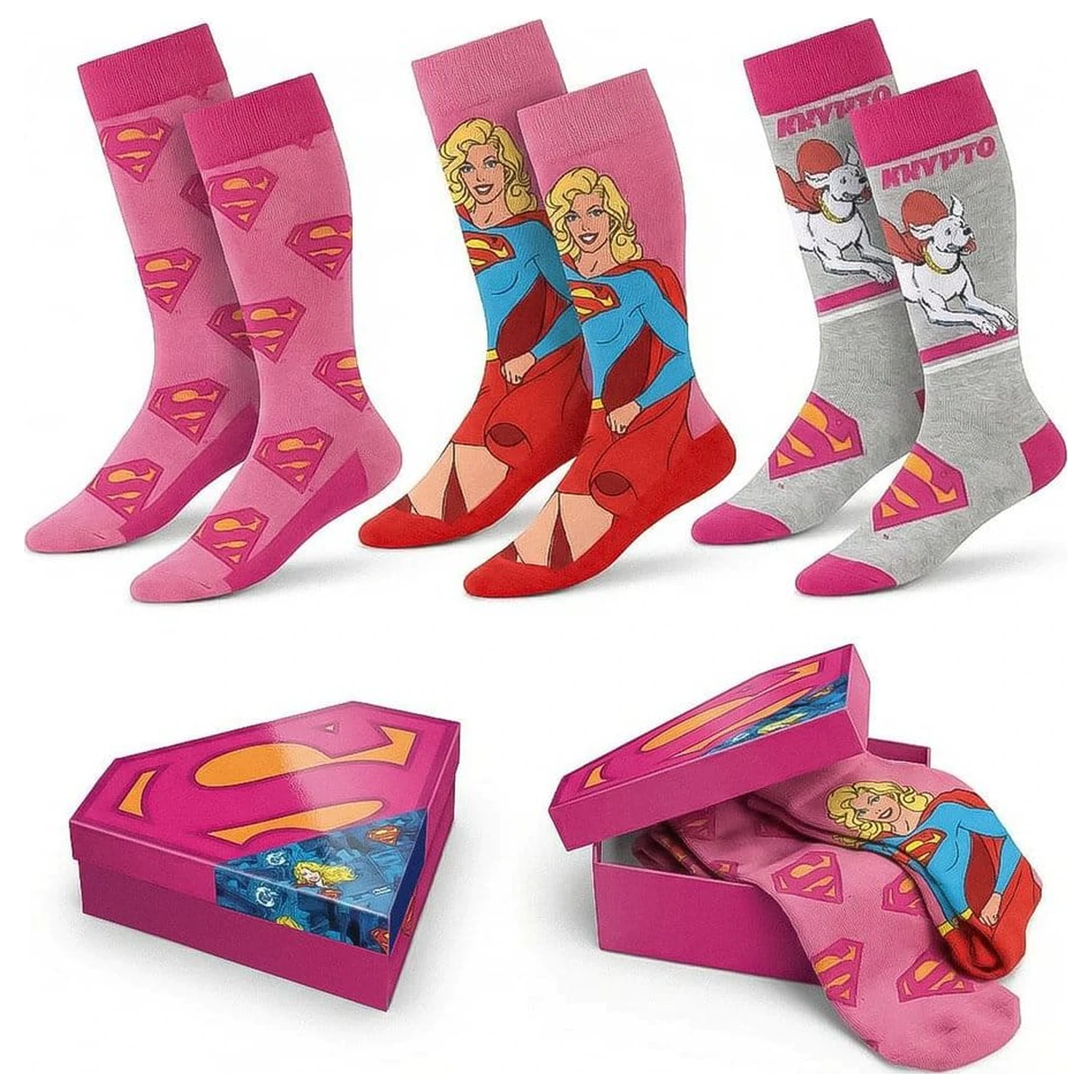 DC Comics Superman Supergirl Erwachsene 3 Socken Set Produktfoto