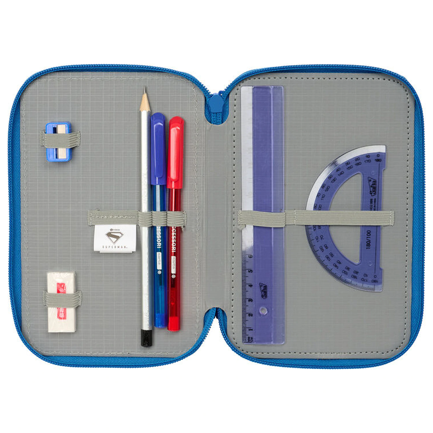 DC Comics Superman dreifaches Federmäppchen 37 Stück Produktfoto