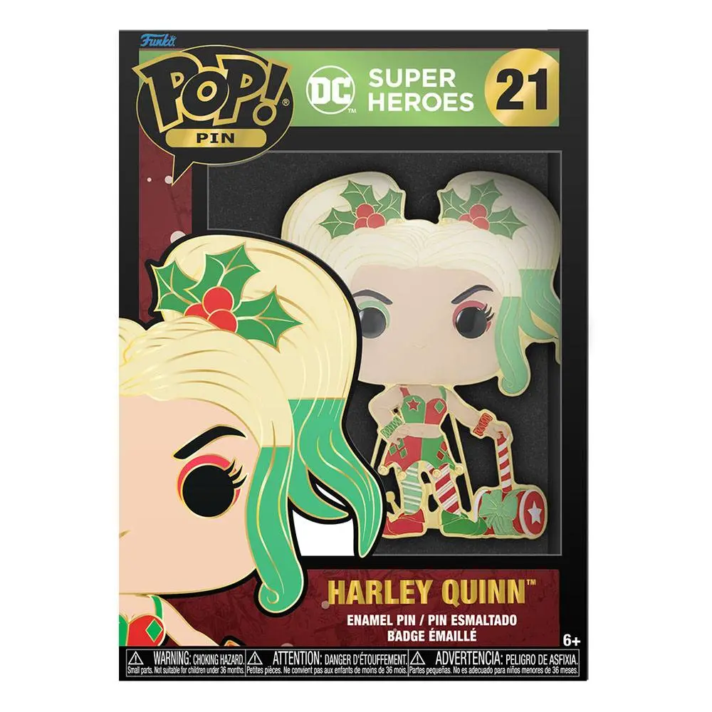 DC Holiday POP! Ansteck-Pin Harley Quinn 10 cm Produktfoto