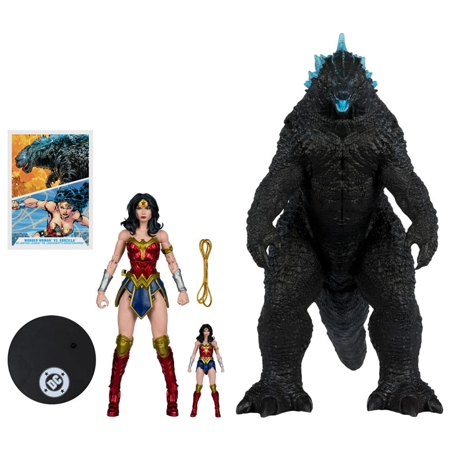DC Justice League Monsterverse DC Multiverse Action-Figuren 2er-Pack Wonder Woman Vs. Atomic Blast Godzilla 18 cm Produktfoto