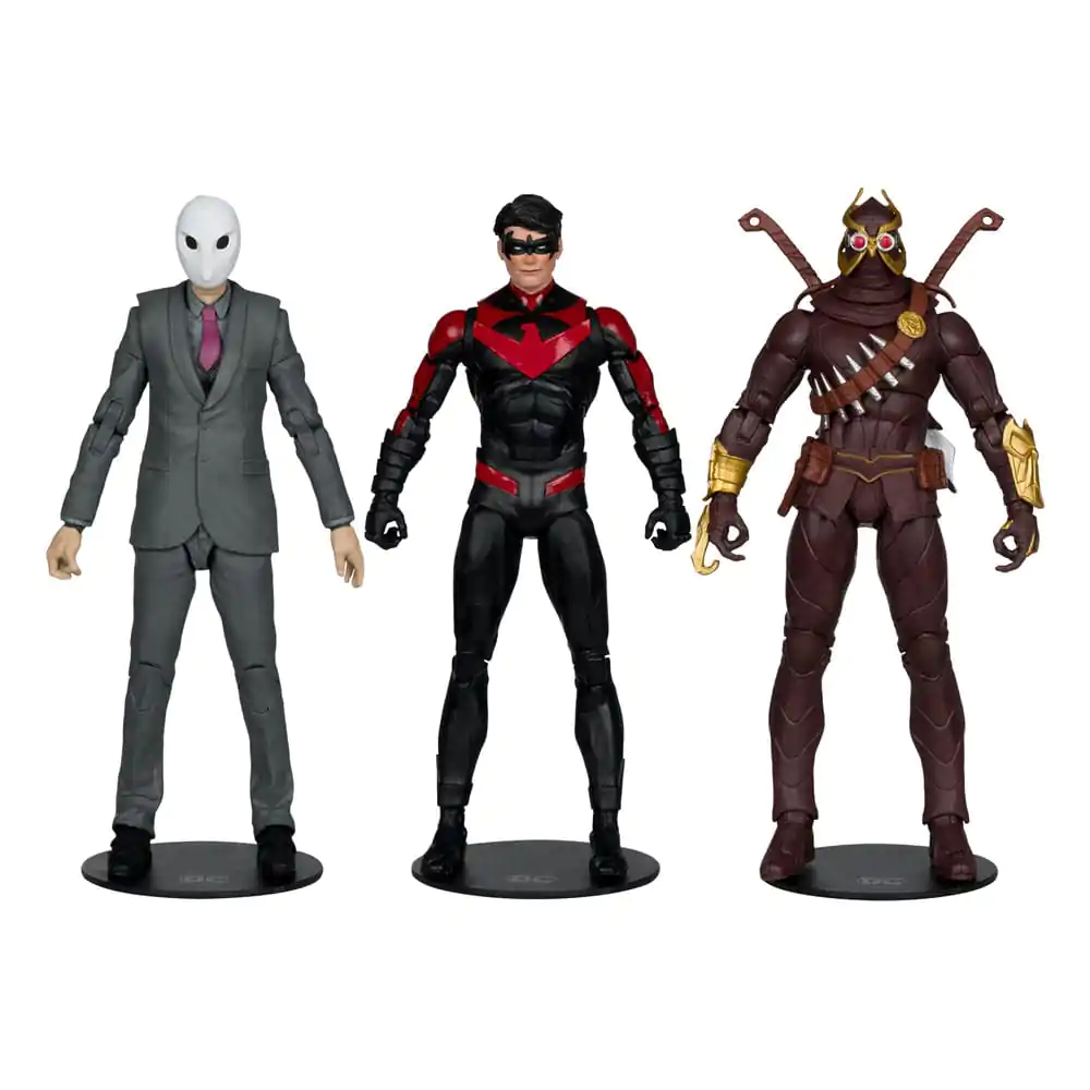 DC Multiverse Actionfiguren 3er Pack Nightwing vs. Talon &amp; Owl (Batman: The Court of Owls) (Gold Label) 18 cm Produktfoto