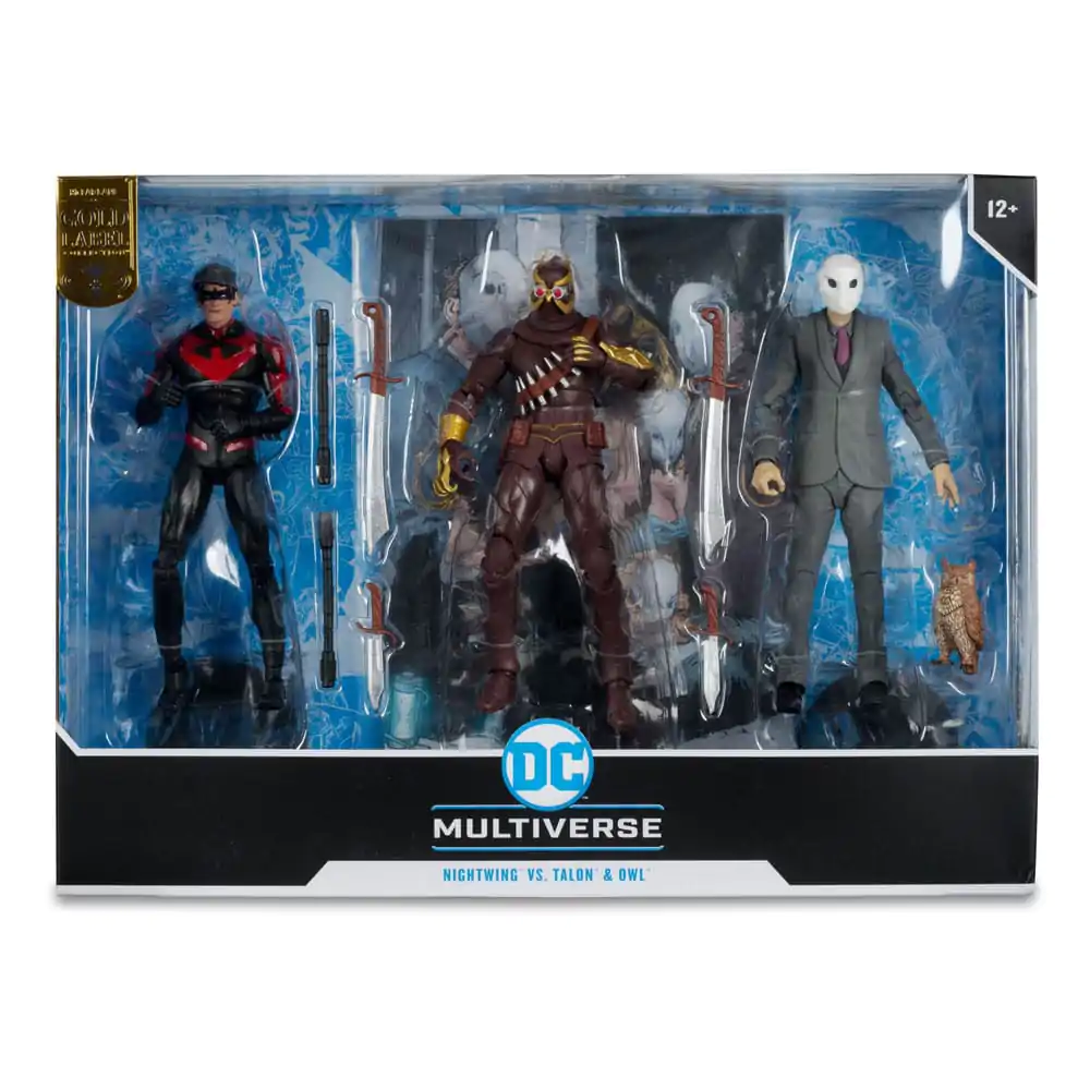 DC Multiverse Actionfiguren 3er Pack Nightwing vs. Talon &amp; Owl (Batman: The Court of Owls) (Gold Label) 18 cm Produktfoto