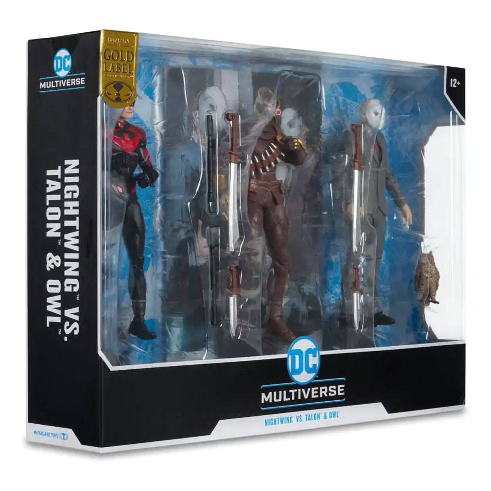 DC Multiverse Actionfiguren 3er Pack Nightwing vs. Talon &amp; Owl (Batman: The Court of Owls) (Gold Label) 18 cm Produktfoto