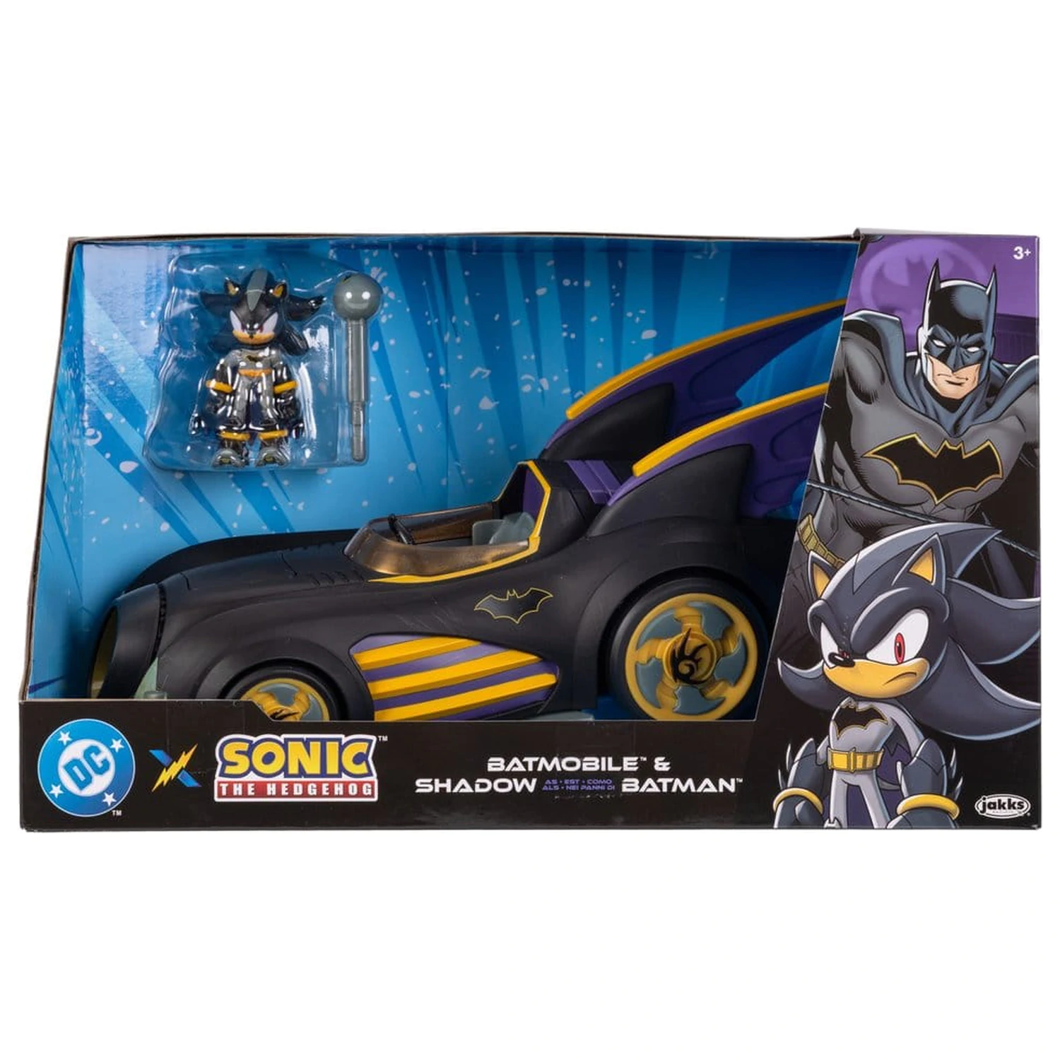 DC x Sonic - The Hedgehog Actionfigur mit Fahrzeug Shadow Batman & Batmobile 6 cm Produktfoto