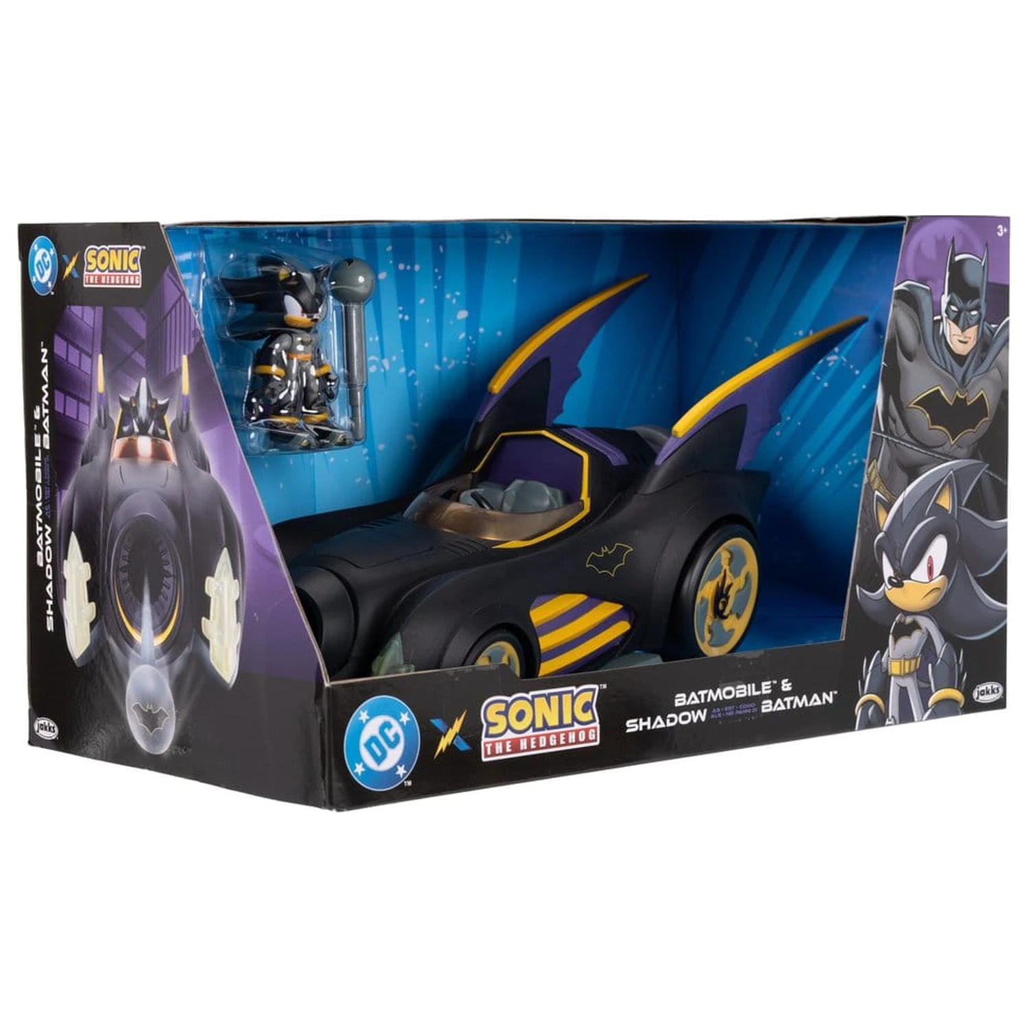 DC x Sonic - The Hedgehog Actionfigur mit Fahrzeug Shadow Batman & Batmobile 6 cm Produktfoto