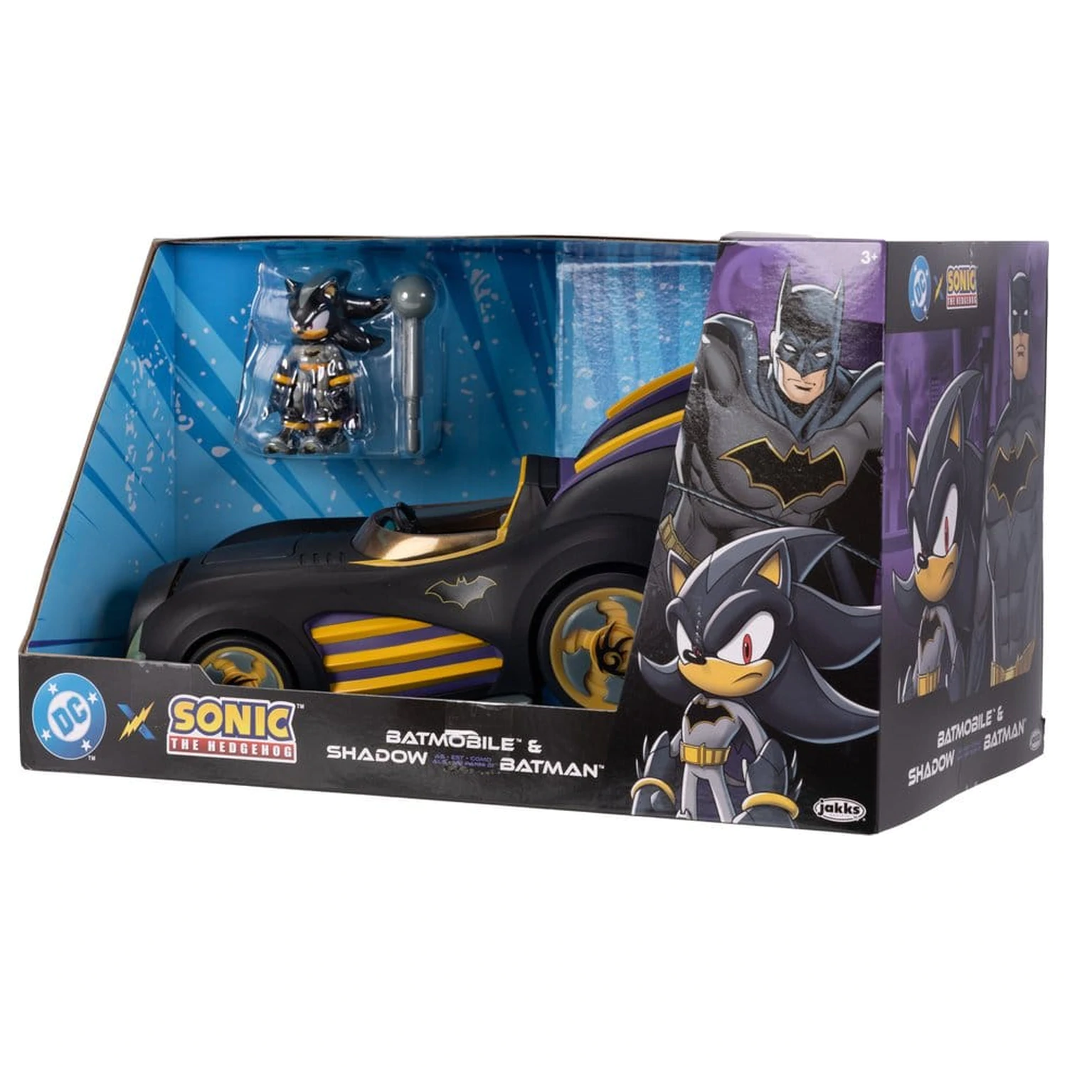 DC x Sonic - The Hedgehog Actionfigur mit Fahrzeug Shadow Batman & Batmobile 6 cm Produktfoto