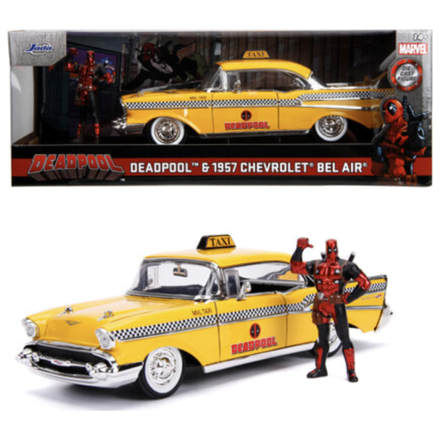 Deadpool 1957 Chevy Bel Air 1 + Deadpool Figur 1:24 Produktfoto