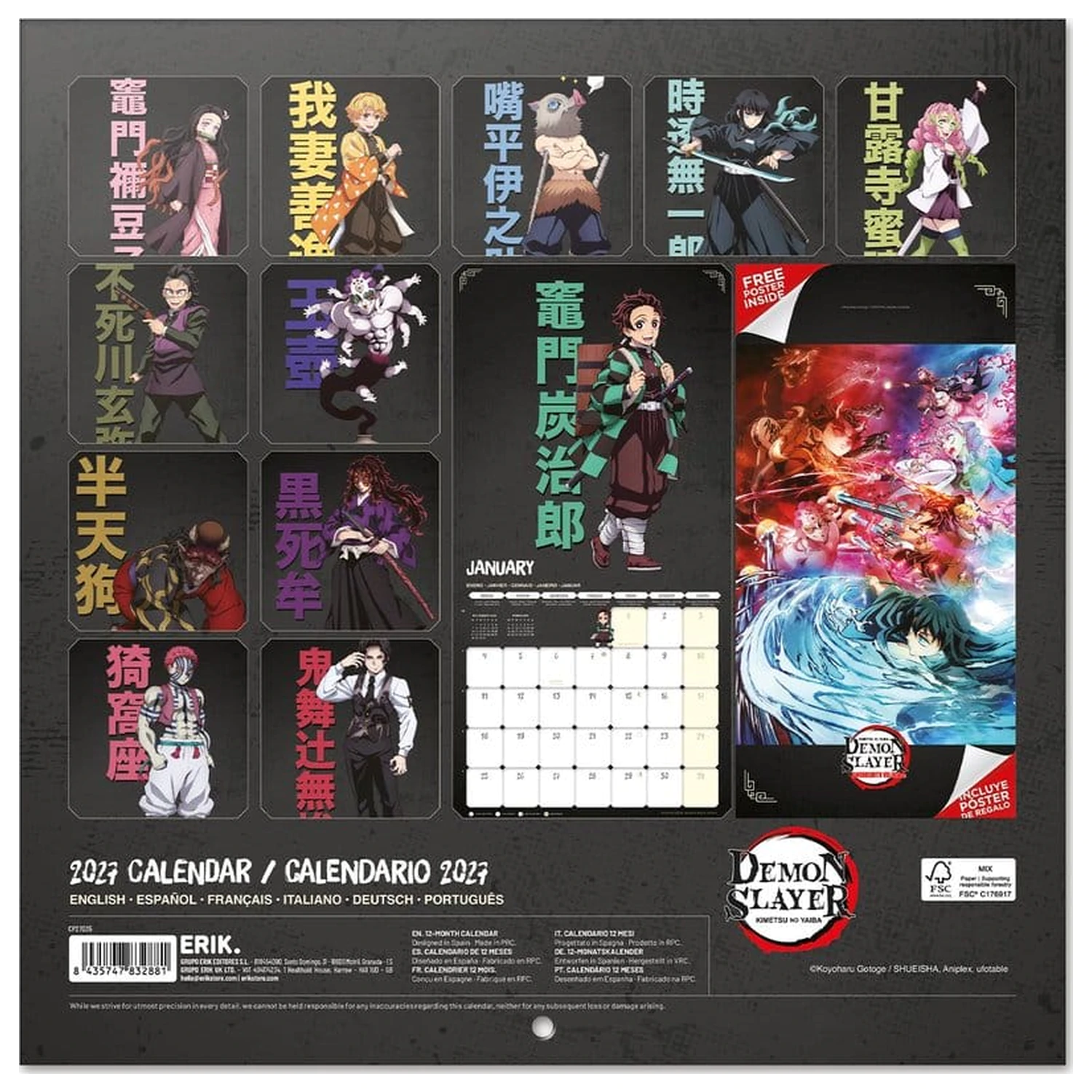 Demon Slayer 2027 Wandkalender 30 x 30 cm Produktfoto