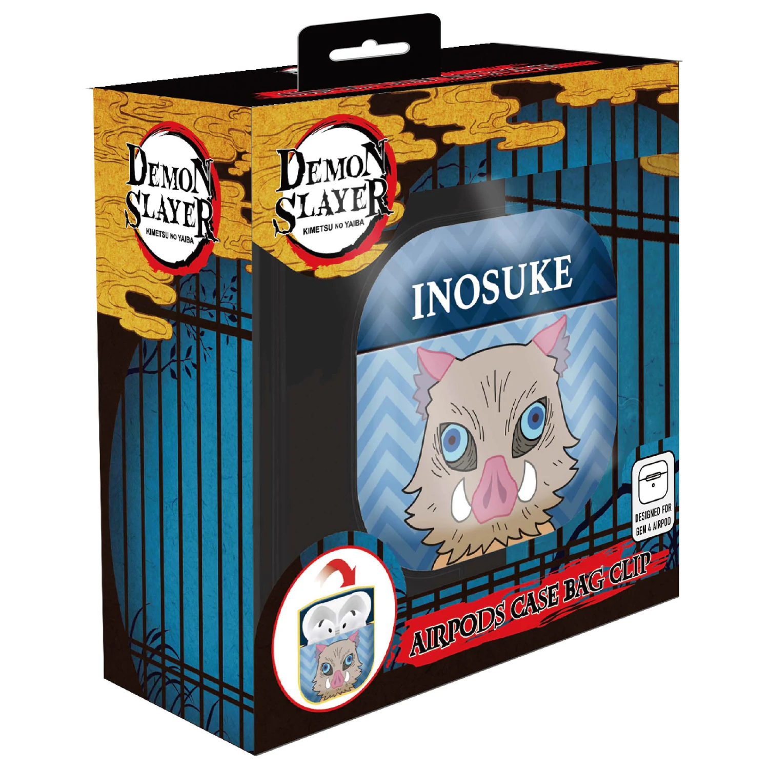 Demon Slayer Inosuke 3D Schaumstoff AirPods Hülle Taschenclip Produktfoto