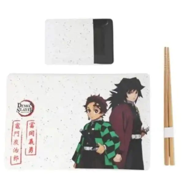 Demon Slayer Keramik Sushi Set mit Essstäbchen Tanjiro & Giyu Produktfoto