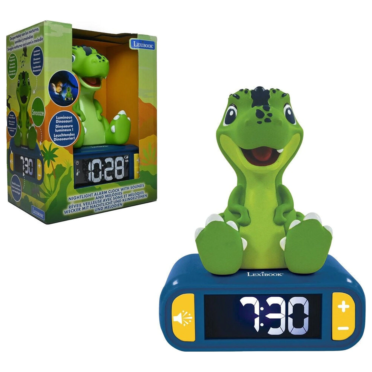 Dinosaurier 3D-Nachtlicht digitaler Wecker Produktfoto