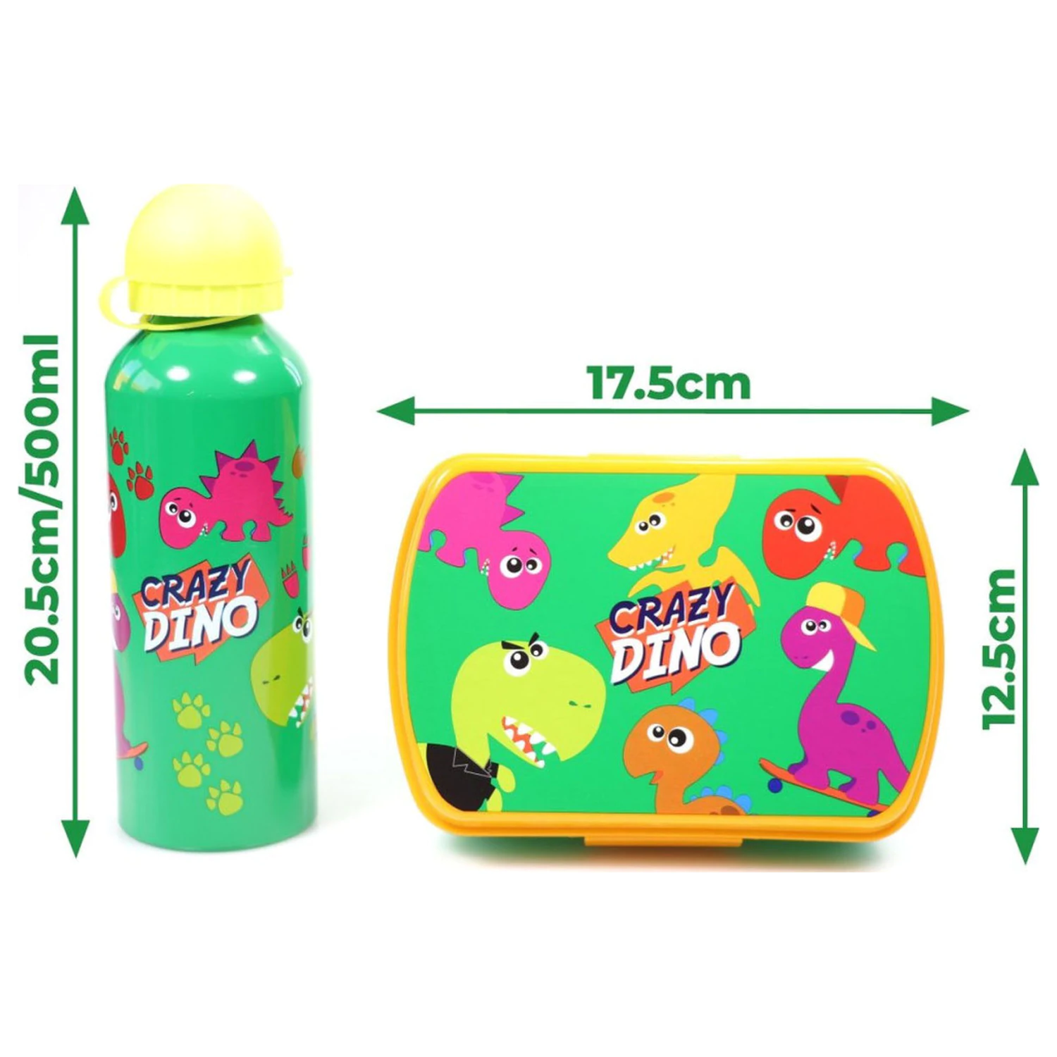 Dinosaur Crazy Sandwichbox + Aluminium Wasserflasche Set Produktfoto