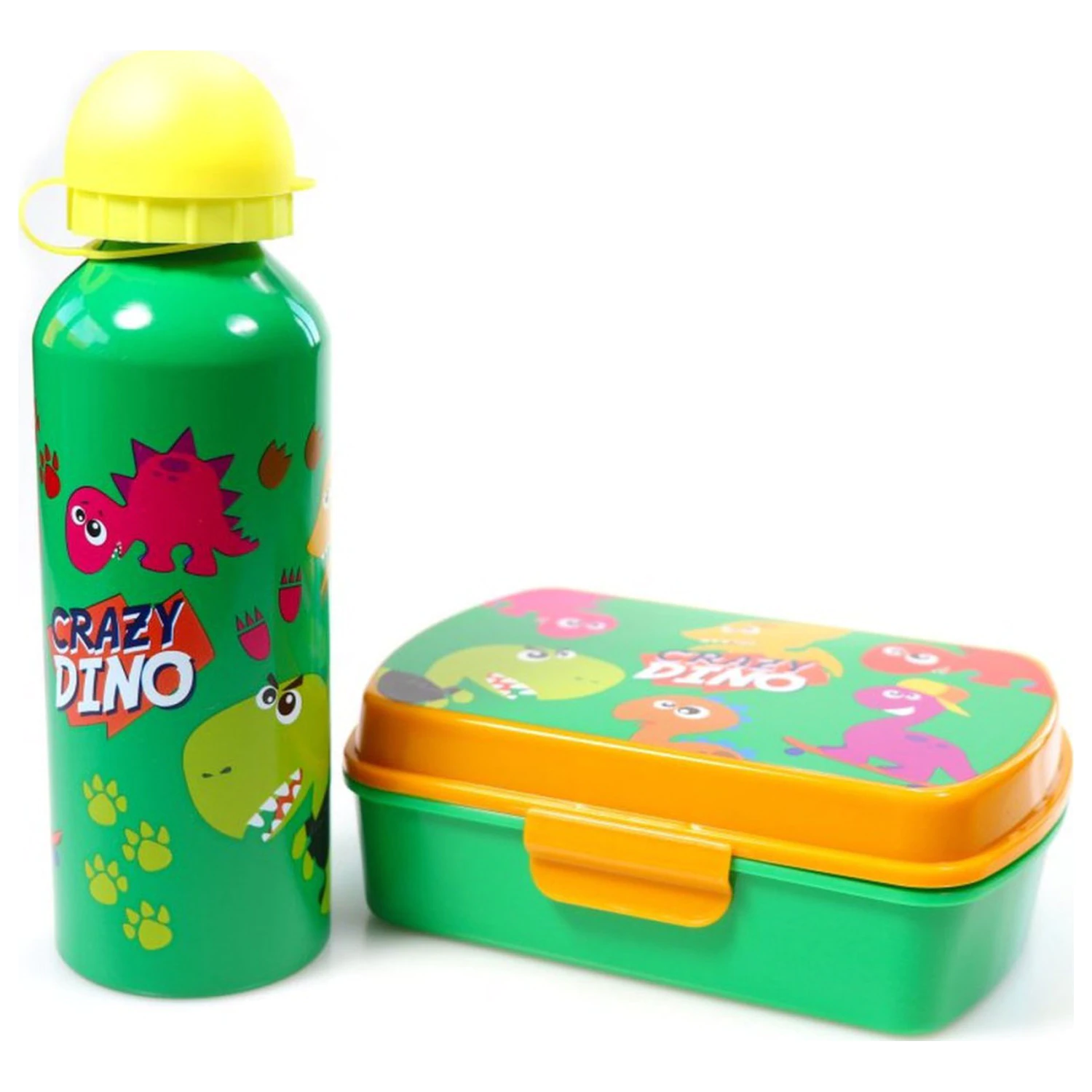 Dinosaur Crazy Sandwichbox + Aluminium Wasserflasche Set Produktfoto