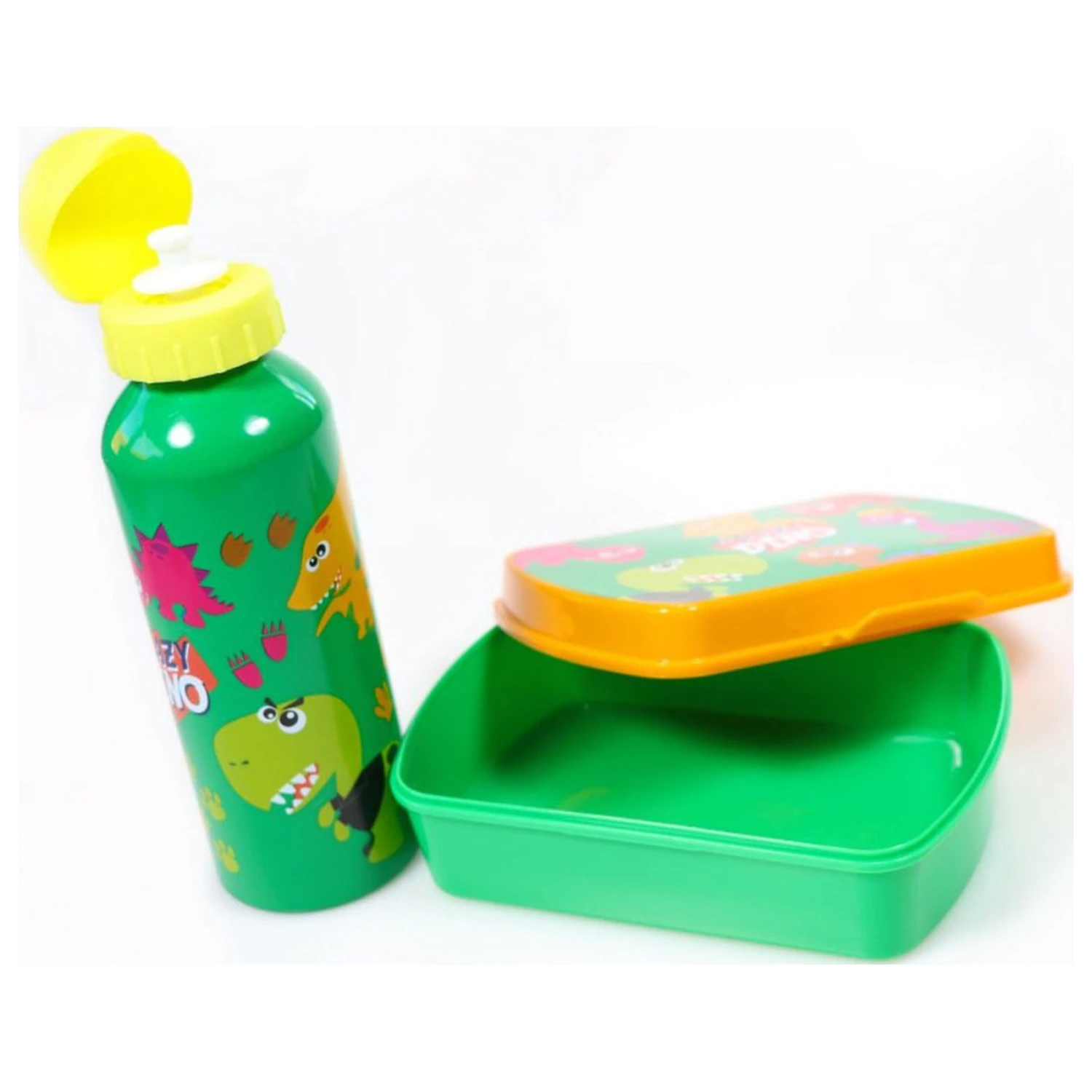 Dinosaur Crazy Sandwichbox + Aluminium Wasserflasche Set Produktfoto