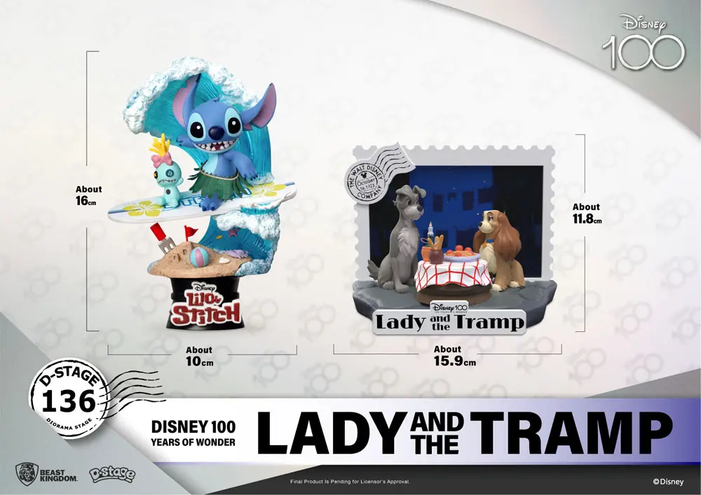 Disney 100th Anniversary D-Stage PVC Diorama Lady And The Tramp 12 cm termékfotó