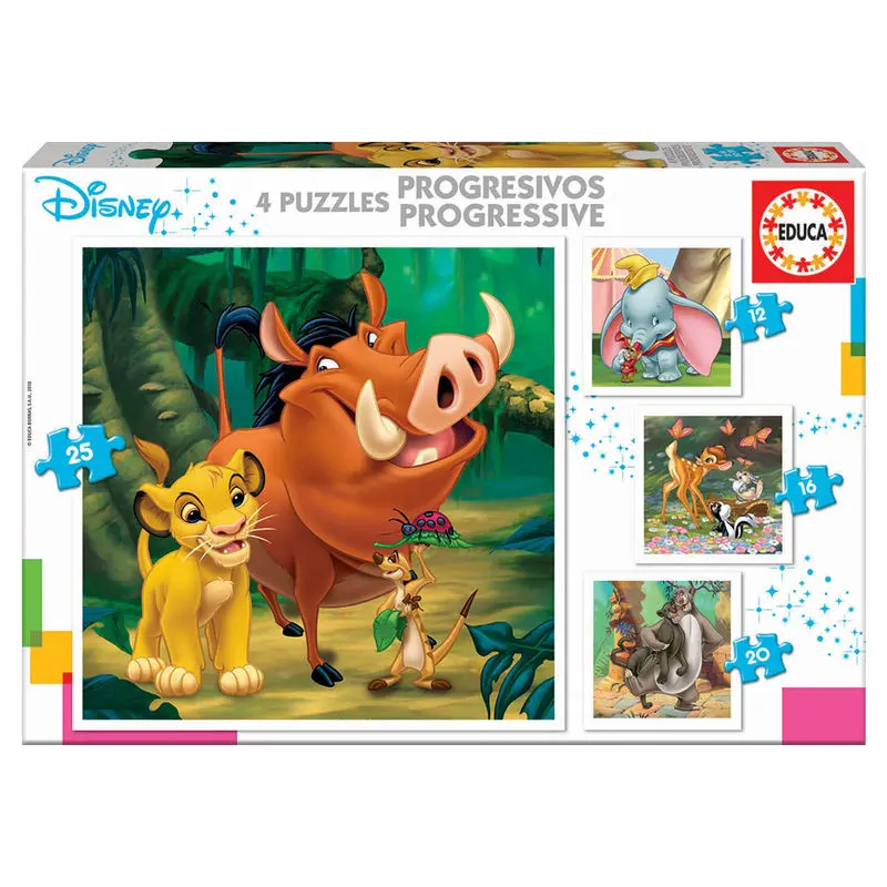 Disney Animals Dumbo + Bambi + Lion King + Jungle Book Puzzle 12-16-20-25St Produktfoto