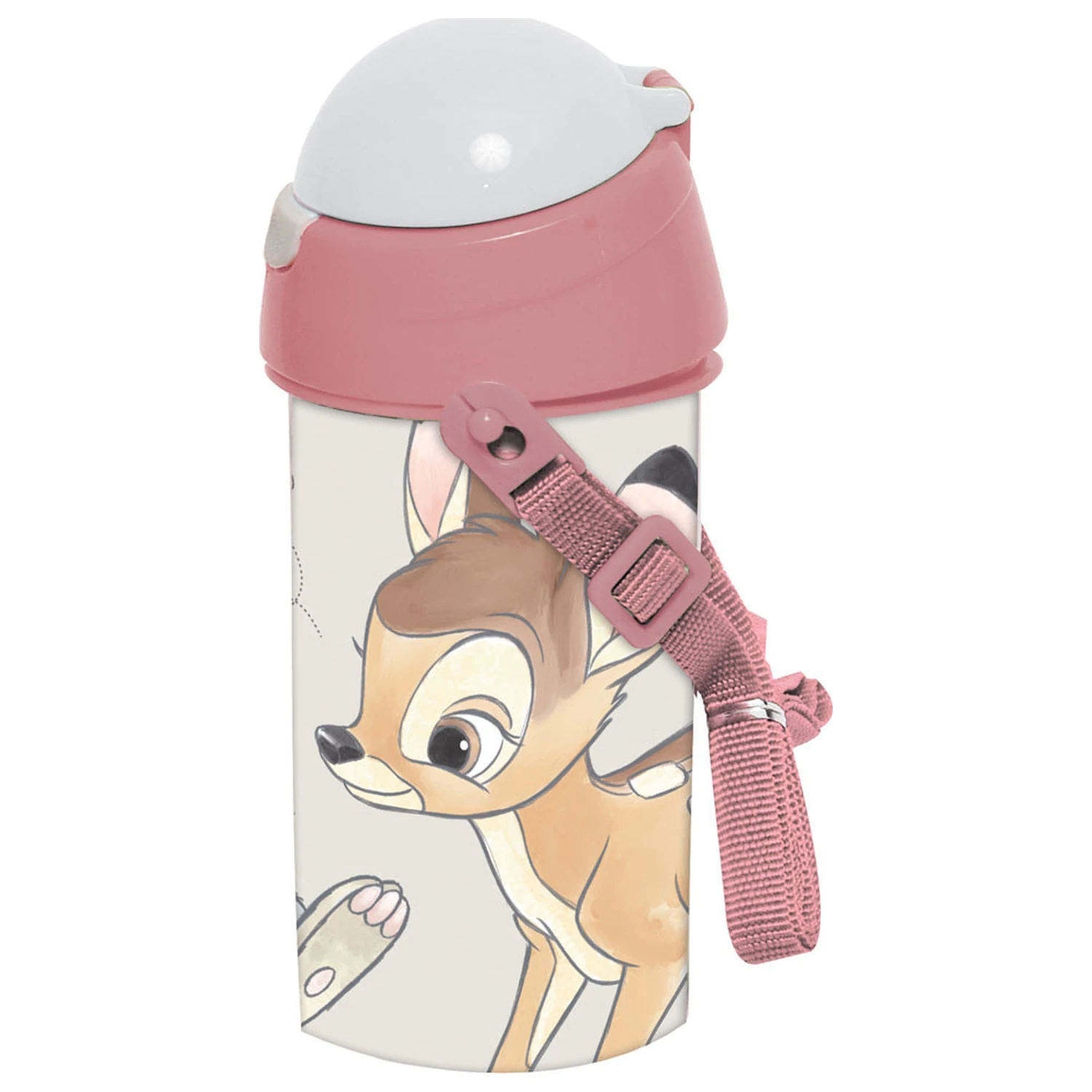 Disney Bambi Niedliche Plastik-Trinkflasche mit Strohhalm und Aufhänger 500 ml Produktfoto