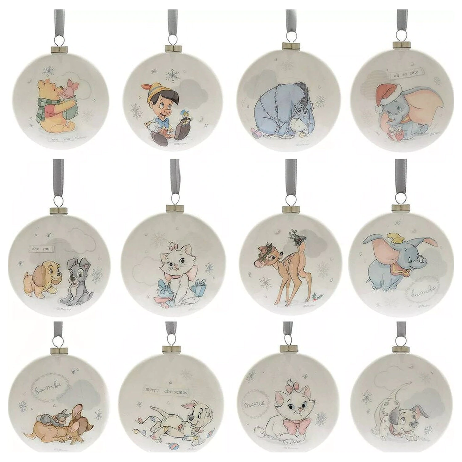 Disney Characters Set von 12 Weihnachtskugeln Produktfoto