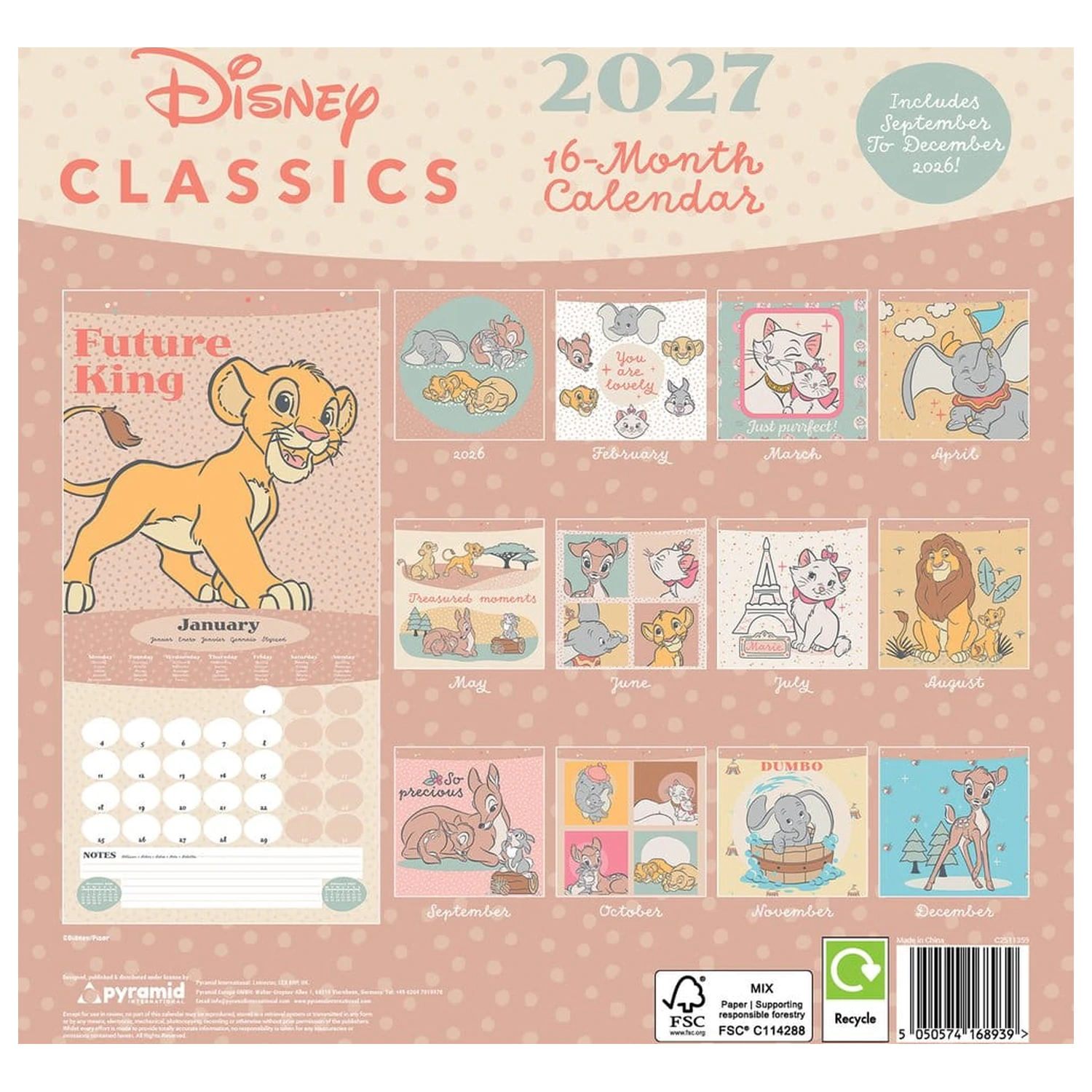 Disney Classics Kalender Treasured Memories 2027 30 x 30 cm Produktfoto